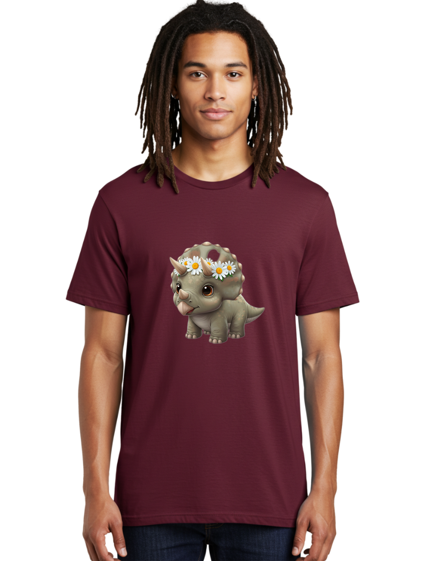 Triceratops-With-Daisies Men'S Graphic Tee, 100% Cotton, Comfortable Casual Summer Wear, Machine Washable, Vintage Camera, Old Camera, Antique Camera, Black Camera, Classic Photography, Photography Equipment, Nostalgic Device, Film Camera, Ban861