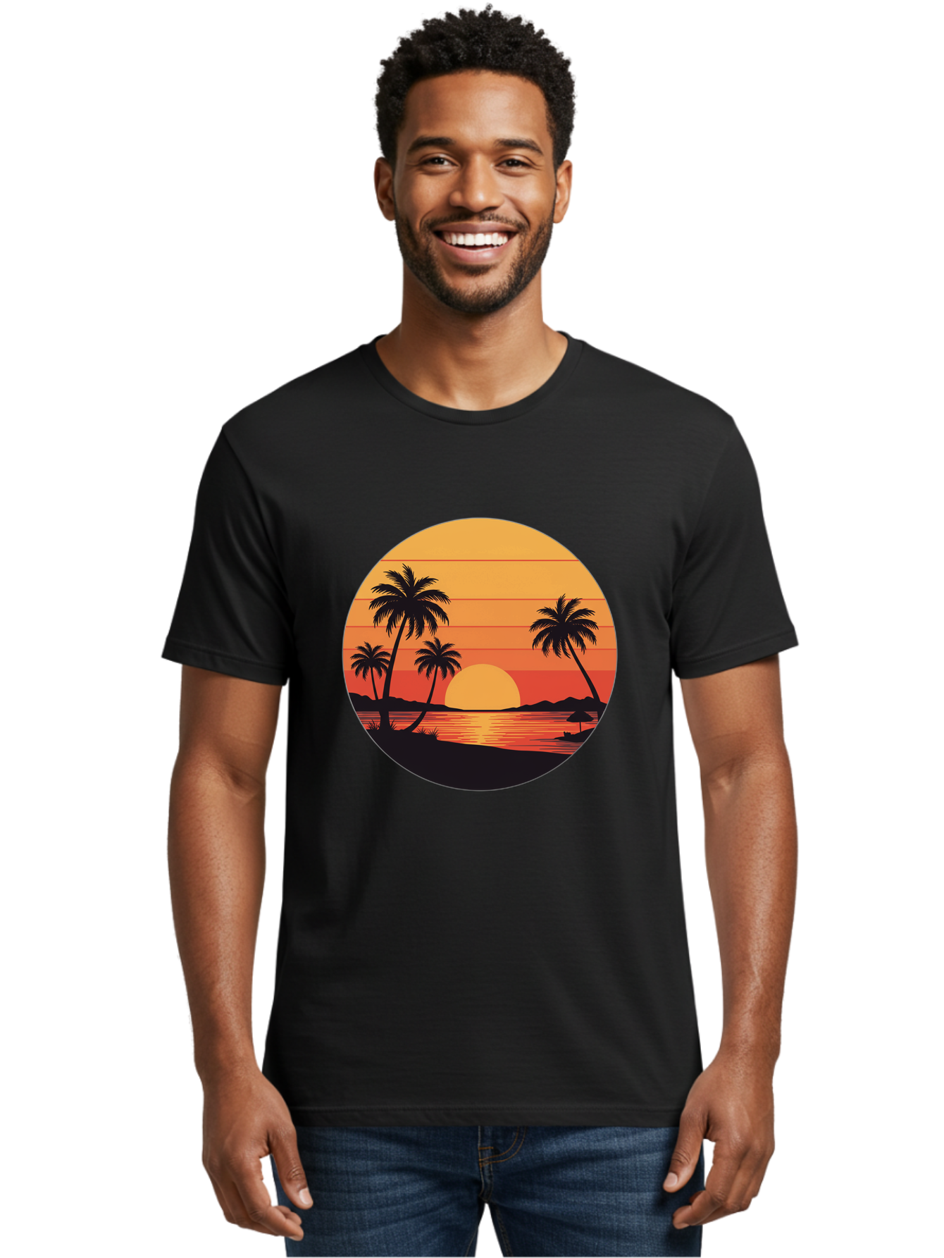 Tropical-Sunset Men'S Graphic Tee, 100% Cotton, Comfortable Casual Summer Wear, Machine Washable, Vintage Camera, Old Camera, Antique Camera, Black Camera, Classic Photography, Photography Equipment, Nostalgic Device, Film Camera, Camera Art Ban862