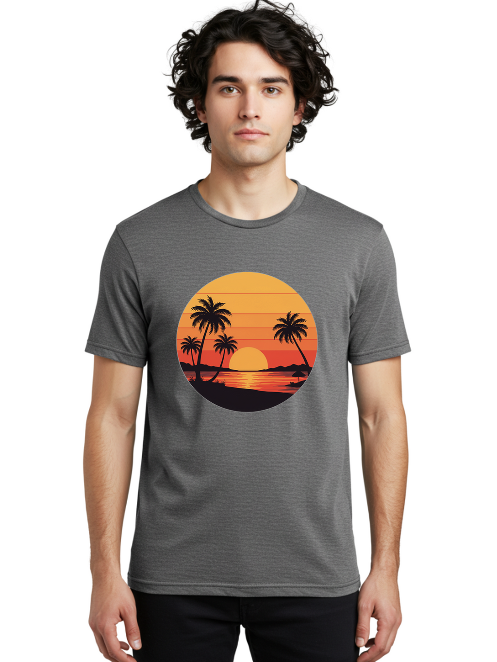 Tropical-Sunset Men'S Graphic Tee, 100% Cotton, Comfortable Casual Summer Wear, Machine Washable, Vintage Camera, Old Camera, Antique Camera, Black Camera, Classic Photography, Photography Equipment, Nostalgic Device, Film Camera, Camera Art Ban862