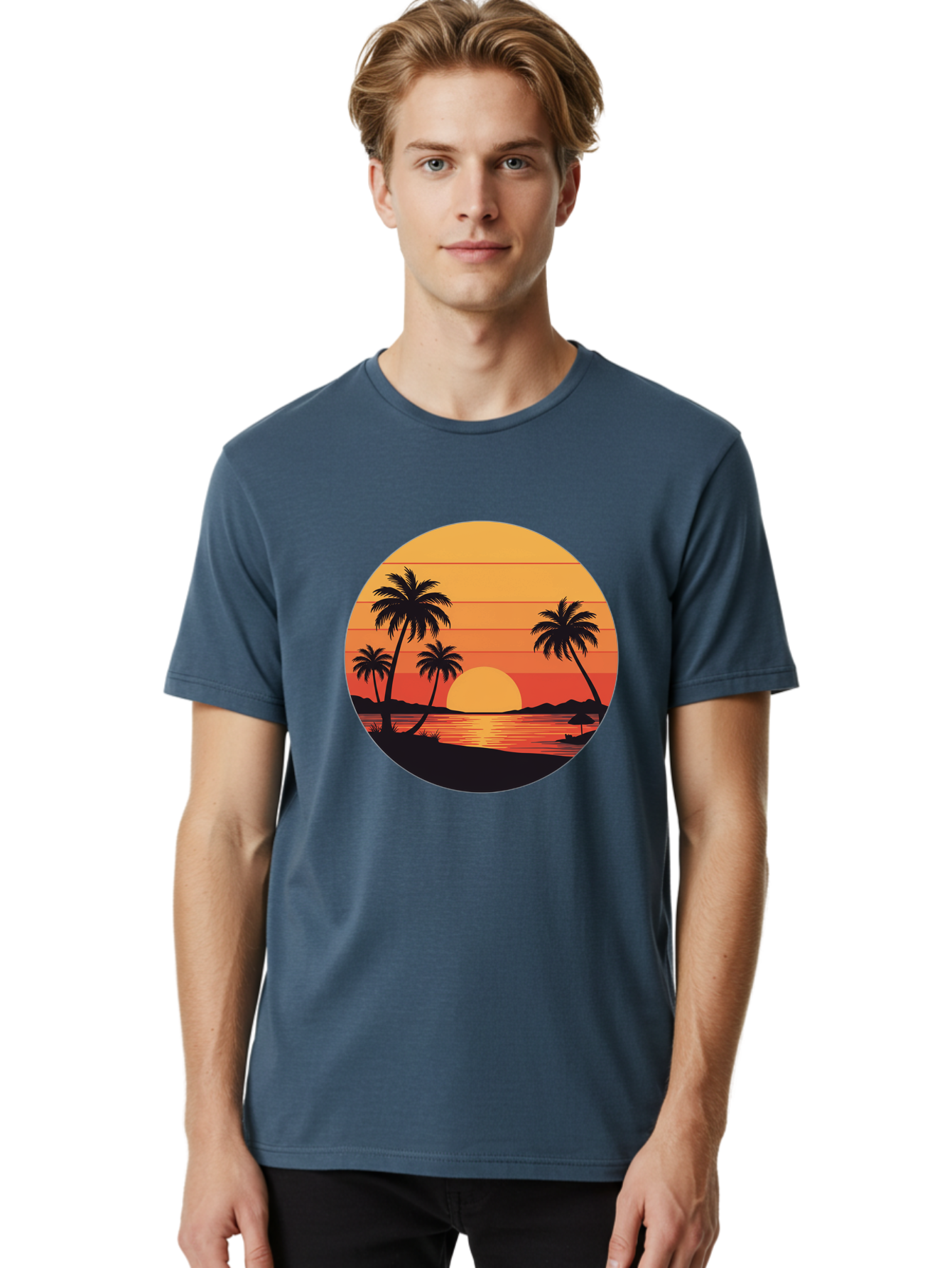 Tropical-Sunset Men'S Graphic Tee, 100% Cotton, Comfortable Casual Summer Wear, Machine Washable, Vintage Camera, Old Camera, Antique Camera, Black Camera, Classic Photography, Photography Equipment, Nostalgic Device, Film Camera, Camera Art Ban862