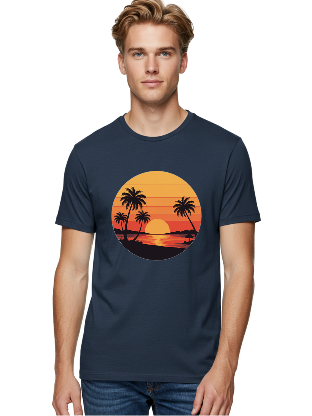 Tropical-Sunset Men'S Graphic Tee, 100% Cotton, Comfortable Casual Summer Wear, Machine Washable, Vintage Camera, Old Camera, Antique Camera, Black Camera, Classic Photography, Photography Equipment, Nostalgic Device, Film Camera, Camera Art Ban862
