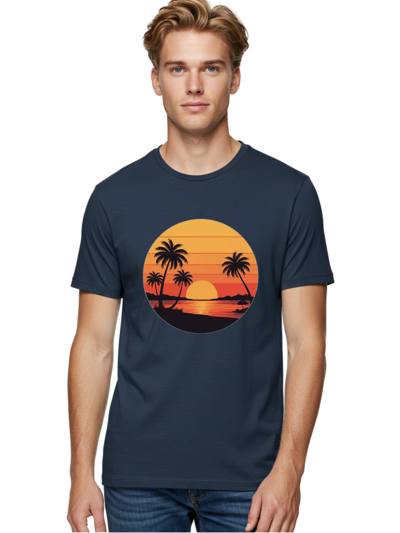 Tropical-Sunset Men'S Graphic Tee, 100% Cotton, Comfortable Casual Summer Wear, Machine Washable, Vintage Camera, Old Camera, Antique Camera, Black Camera, Classic Photography, Photography Equipment, Nostalgic Device, Film Camera, Camera Art Ban862