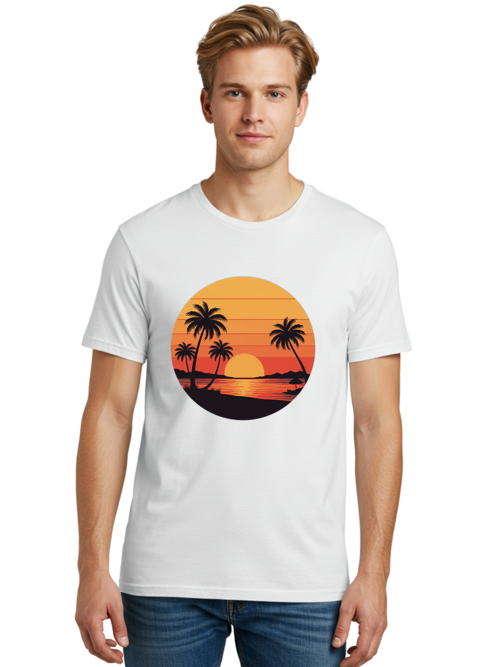 Tropical-Sunset Men'S Graphic Tee, 100% Cotton, Comfortable Casual Summer Wear, Machine Washable, Vintage Camera, Old Camera, Antique Camera, Black Camera, Classic Photography, Photography Equipment, Nostalgic Device, Film Camera, Camera Art Ban862