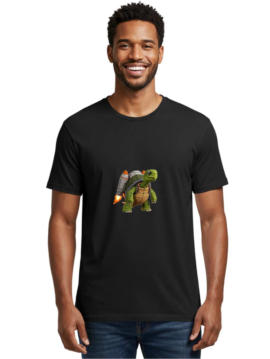Turtle-Rocket-1 Men'S Graphic Tee, 100% Cotton, Comfortable Casual Summer Wear, Machine Washable, Vintage Camera, Old Camera, Antique Camera, Black Camera, Classic Photography, Photography Equipment, Nostalgic Device, Film Camera, Camera Art Ban867