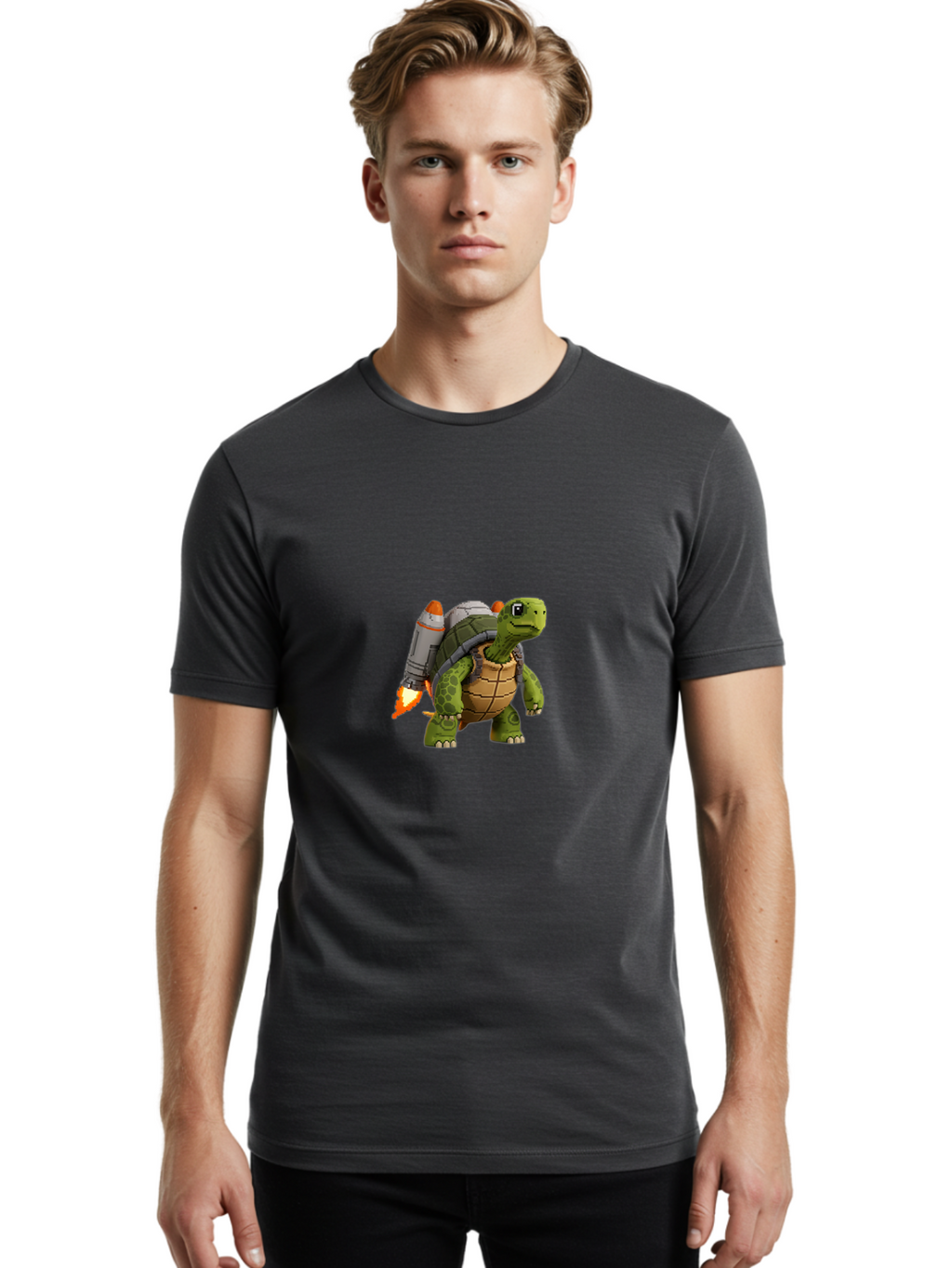 Turtle-Rocket-1 Men'S Graphic Tee, 100% Cotton, Comfortable Casual Summer Wear, Machine Washable, Vintage Camera, Old Camera, Antique Camera, Black Camera, Classic Photography, Photography Equipment, Nostalgic Device, Film Camera, Camera Art Ban867