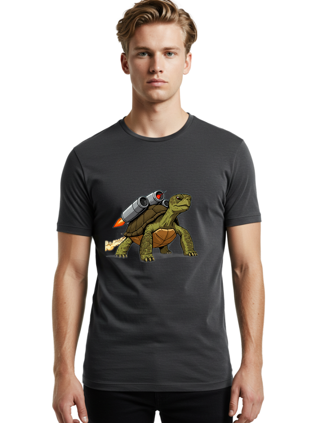 Turtle-Rocket-2 Men'S Graphic Tee, 100% Cotton, Comfortable Casual Summer Wear, Machine Washable, Vintage Camera, Old Camera, Antique Camera, Black Camera, Classic Photography, Photography Equipment, Nostalgic Device, Film Camera, Camera Art Ban868