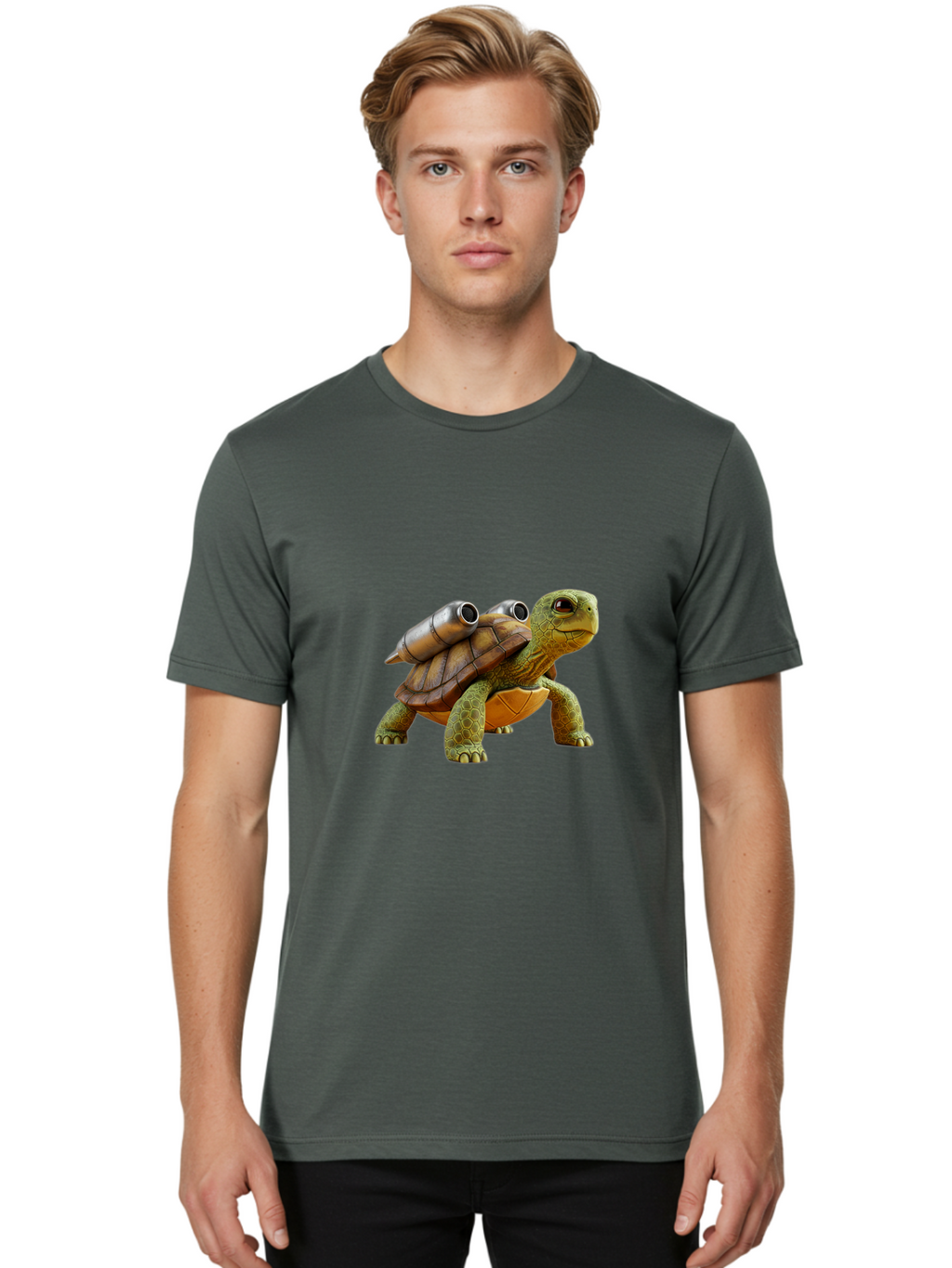 Turtle-With-Cannons Men'S Graphic Tee, 100% Cotton, Comfortable Casual Summer Wear, Machine Washable, Vintage Camera, Old Camera, Antique Camera, Black Camera, Classic Photography, Photography Equipment, Nostalgic Device, Film Camera, Ban870