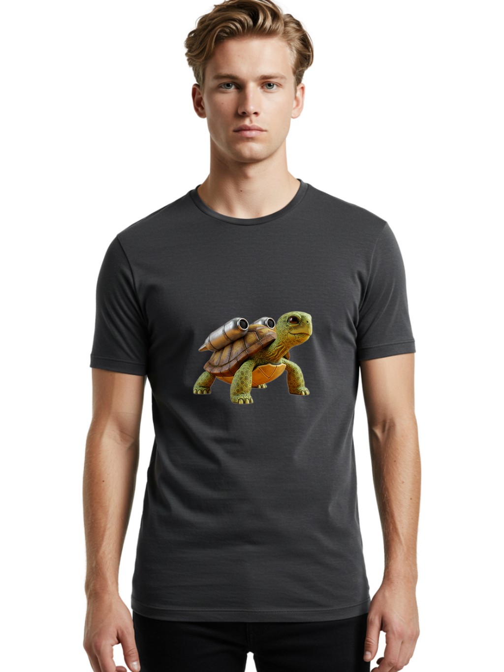 Turtle-With-Cannons Men'S Graphic Tee, 100% Cotton, Comfortable Casual Summer Wear, Machine Washable, Vintage Camera, Old Camera, Antique Camera, Black Camera, Classic Photography, Photography Equipment, Nostalgic Device, Film Camera, Ban870