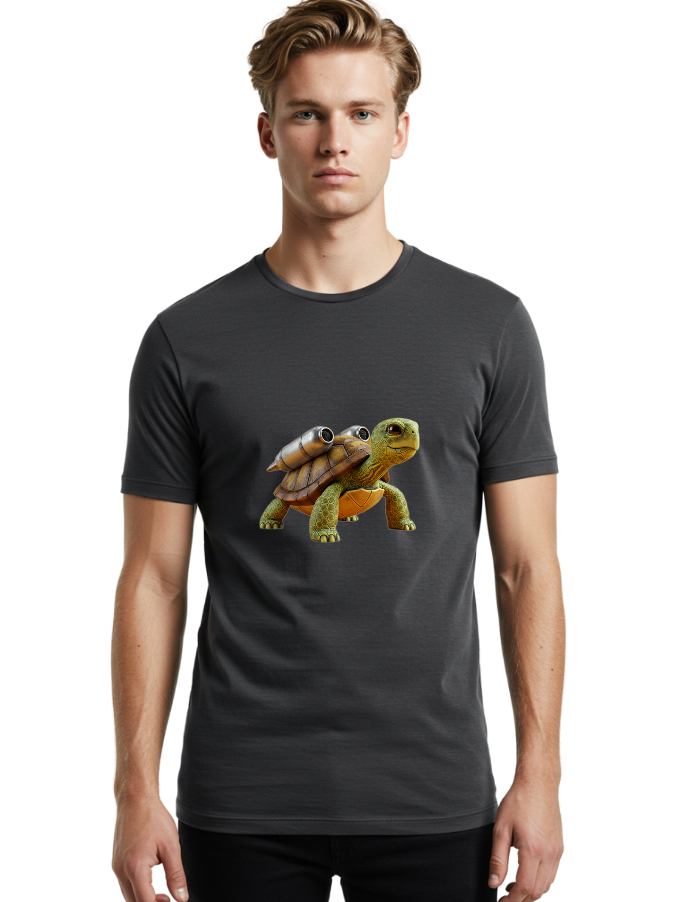 Turtle-With-Cannons Men'S Graphic Tee, 100% Cotton, Comfortable Casual Summer Wear, Machine Washable, Vintage Camera, Old Camera, Antique Camera, Black Camera, Classic Photography, Photography Equipment, Nostalgic Device, Film Camera, Ban870