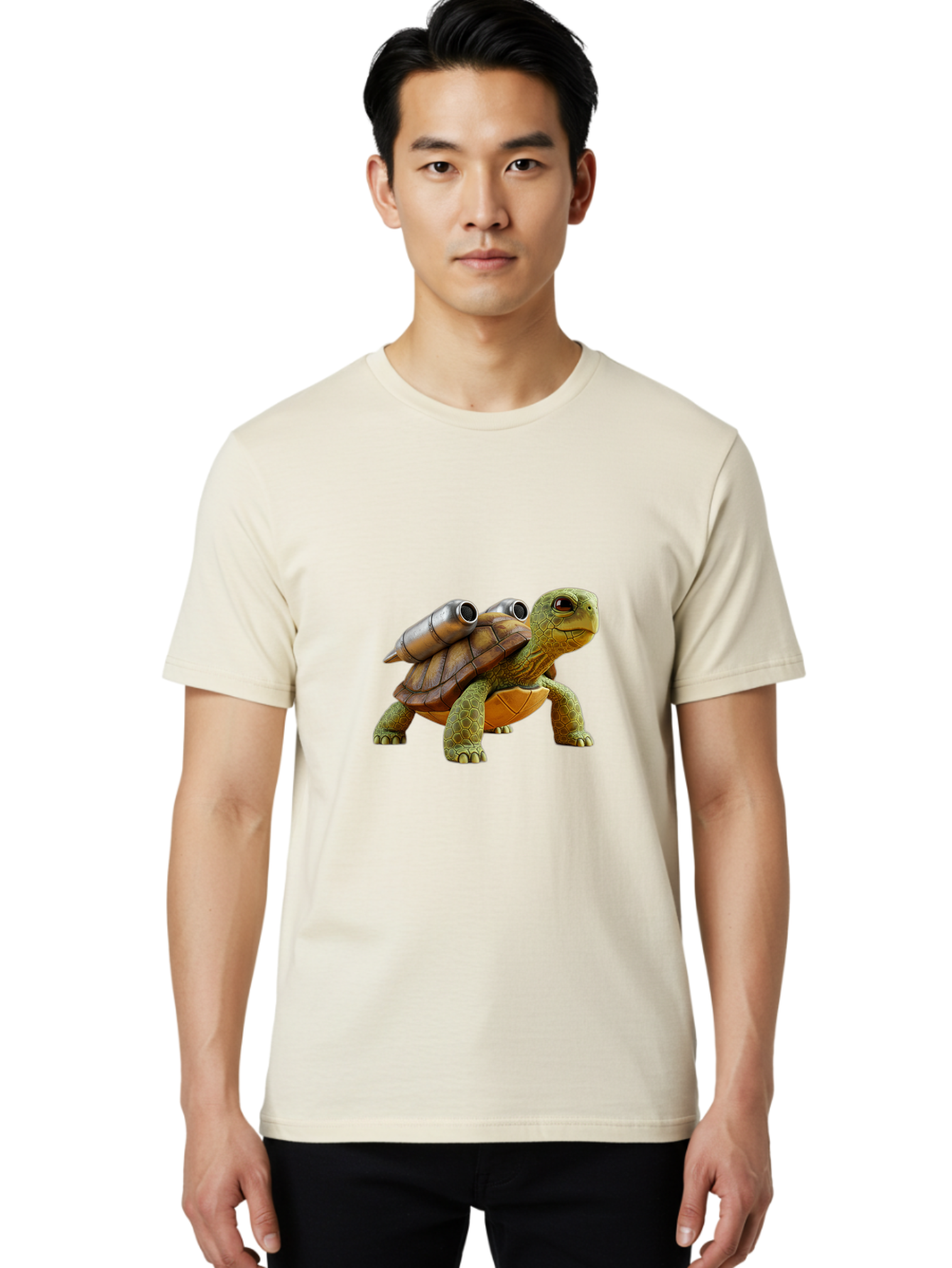 Turtle-With-Cannons Men'S Graphic Tee, 100% Cotton, Comfortable Casual Summer Wear, Machine Washable, Vintage Camera, Old Camera, Antique Camera, Black Camera, Classic Photography, Photography Equipment, Nostalgic Device, Film Camera, Ban870