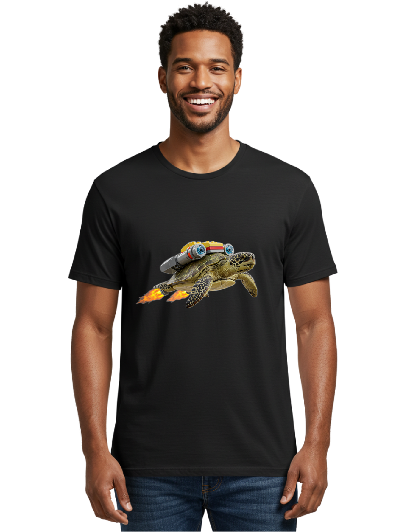 Turtle-With-Jetpack Men'S Graphic Tee, 100% Cotton, Comfortable Casual Summer Wear, Machine Washable, Vintage Camera, Old Camera, Antique Camera, Black Camera, Classic Photography, Photography Equipment, Nostalgic Device, Film Camera, Ban871