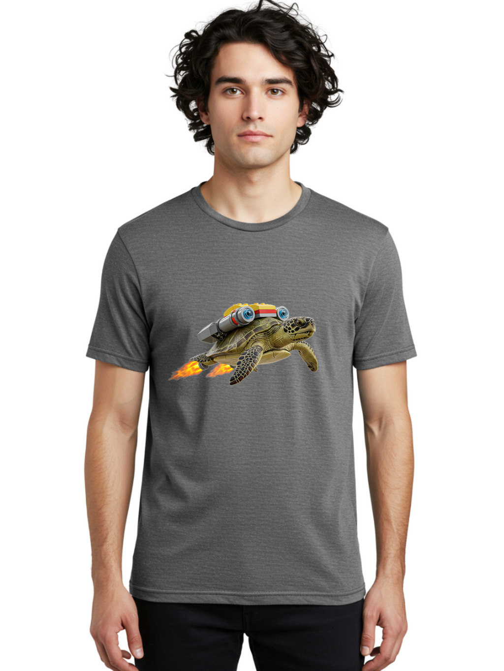 Turtle-With-Jetpack Men'S Graphic Tee, 100% Cotton, Comfortable Casual Summer Wear, Machine Washable, Vintage Camera, Old Camera, Antique Camera, Black Camera, Classic Photography, Photography Equipment, Nostalgic Device, Film Camera, Ban871
