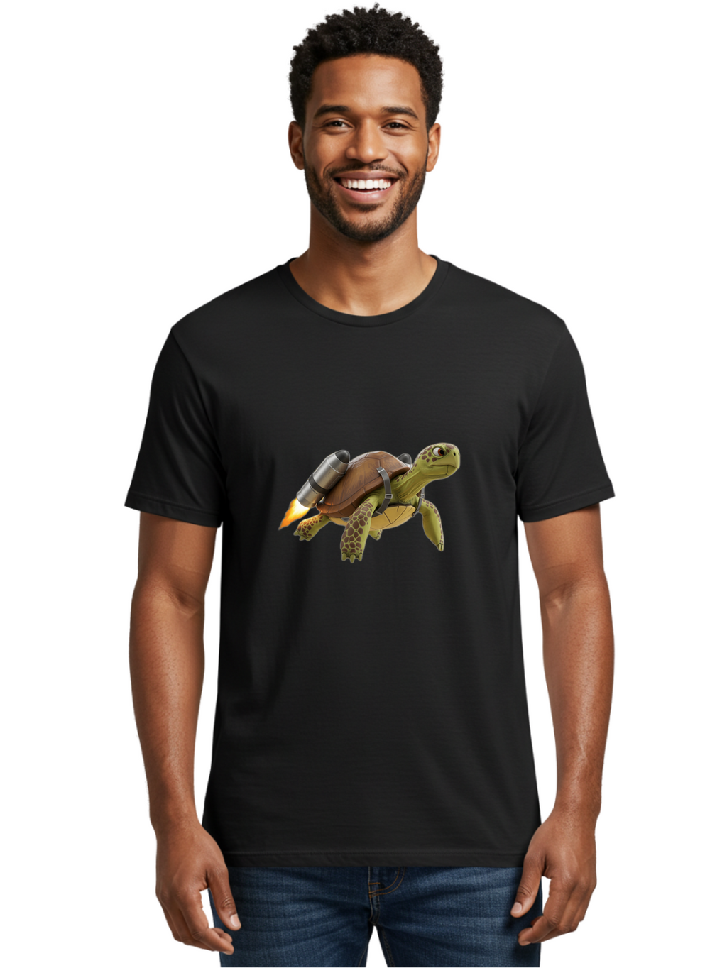 Turtle-With-Rocket-Pack-1 Men'S Graphic Tee, 100% Cotton, Comfortable Casual Summer Wear, Machine Washable, Vintage Camera, Old Camera, Antique Camera, Black Camera, Classic Photography, Photography Equipment, Nostalgic Device, Film Camera, Ban872