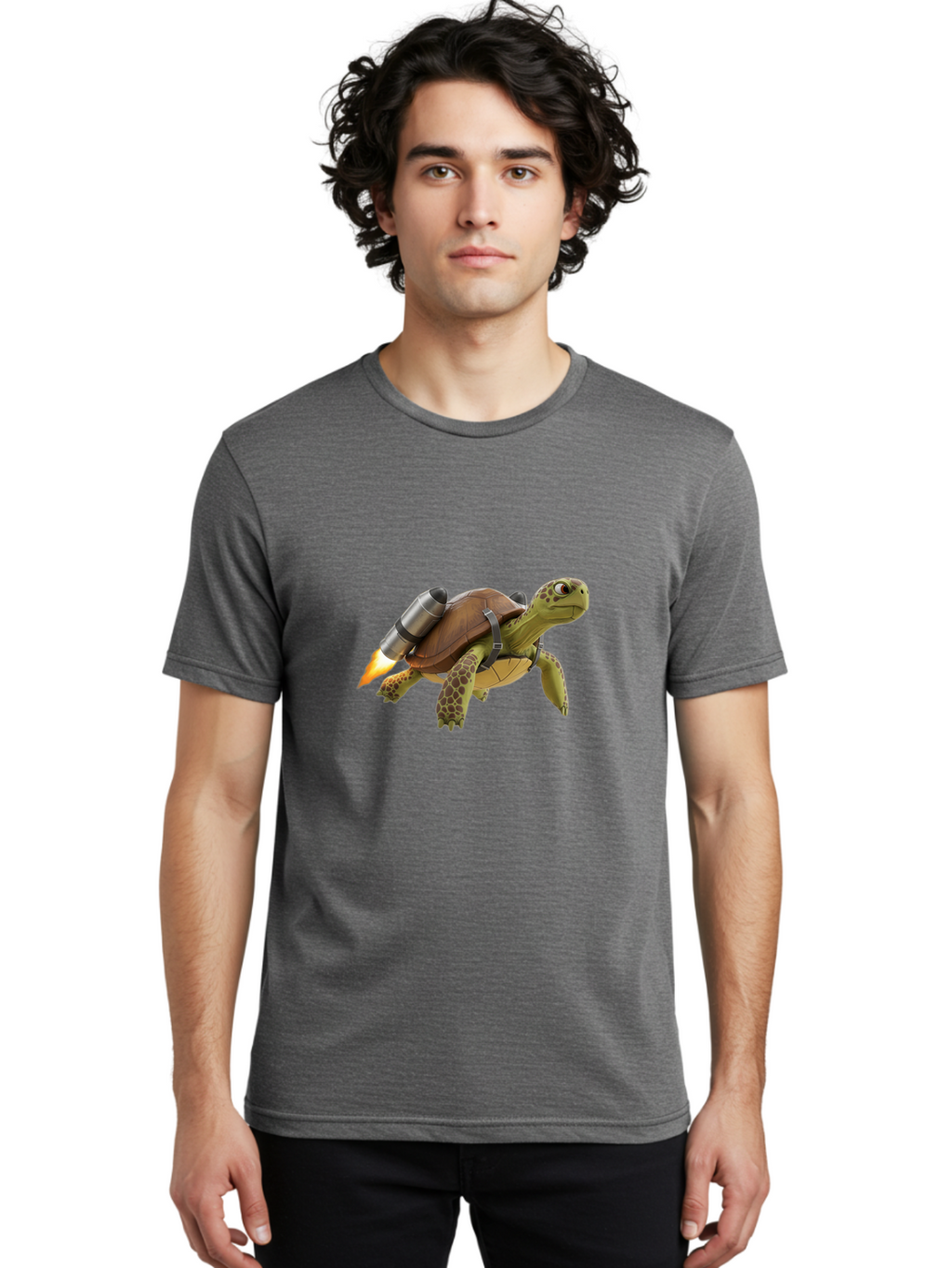 Turtle-With-Rocket-Pack-1 Men'S Graphic Tee, 100% Cotton, Comfortable Casual Summer Wear, Machine Washable, Vintage Camera, Old Camera, Antique Camera, Black Camera, Classic Photography, Photography Equipment, Nostalgic Device, Film Camera, Ban872