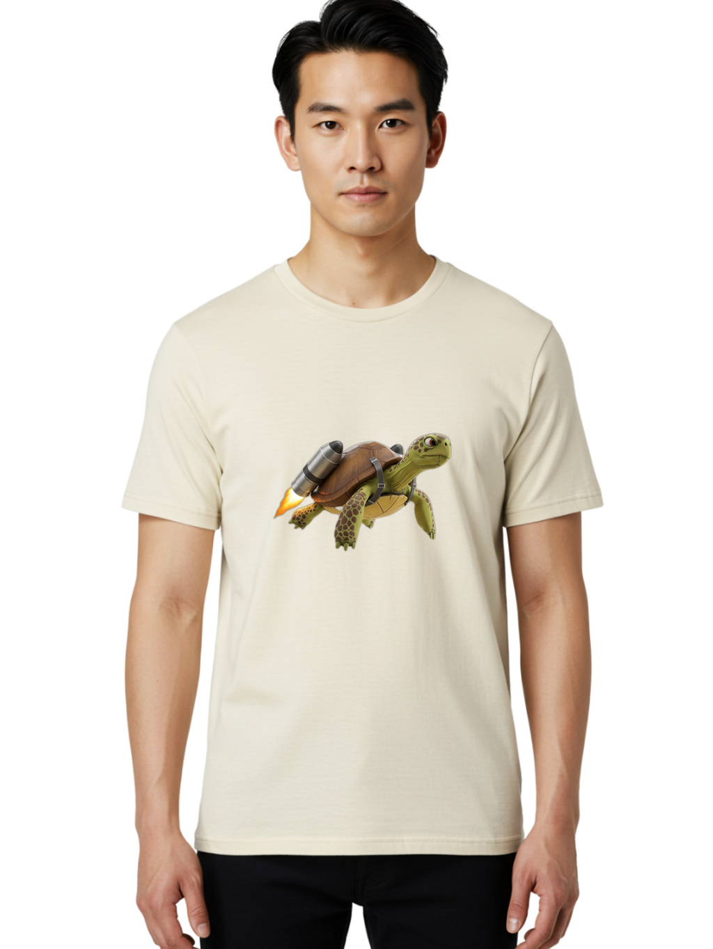 Turtle-With-Rocket-Pack-1 Men'S Graphic Tee, 100% Cotton, Comfortable Casual Summer Wear, Machine Washable, Vintage Camera, Old Camera, Antique Camera, Black Camera, Classic Photography, Photography Equipment, Nostalgic Device, Film Camera, Ban872