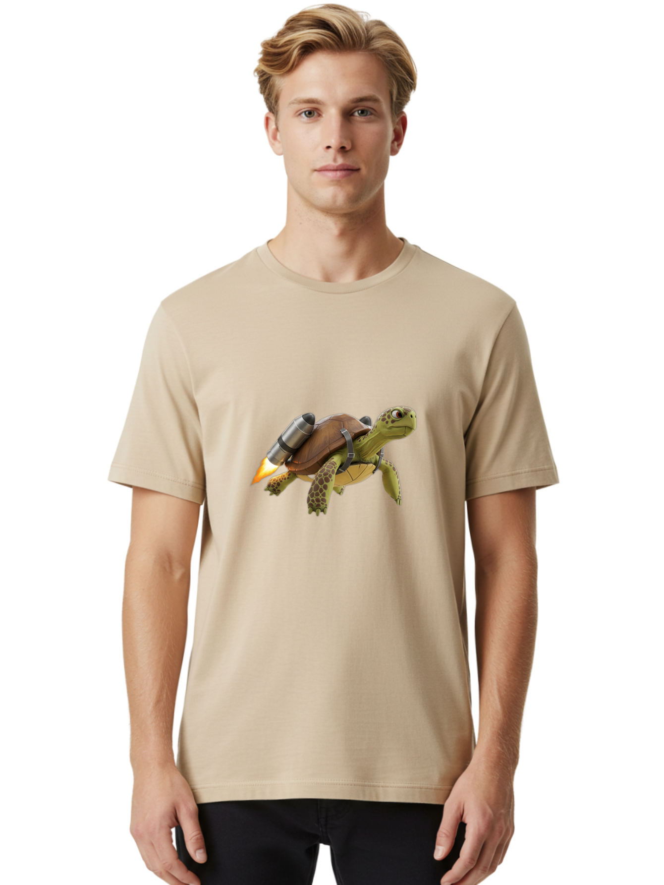 Turtle-With-Rocket-Pack-1 Men'S Graphic Tee, 100% Cotton, Comfortable Casual Summer Wear, Machine Washable, Vintage Camera, Old Camera, Antique Camera, Black Camera, Classic Photography, Photography Equipment, Nostalgic Device, Film Camera, Ban872