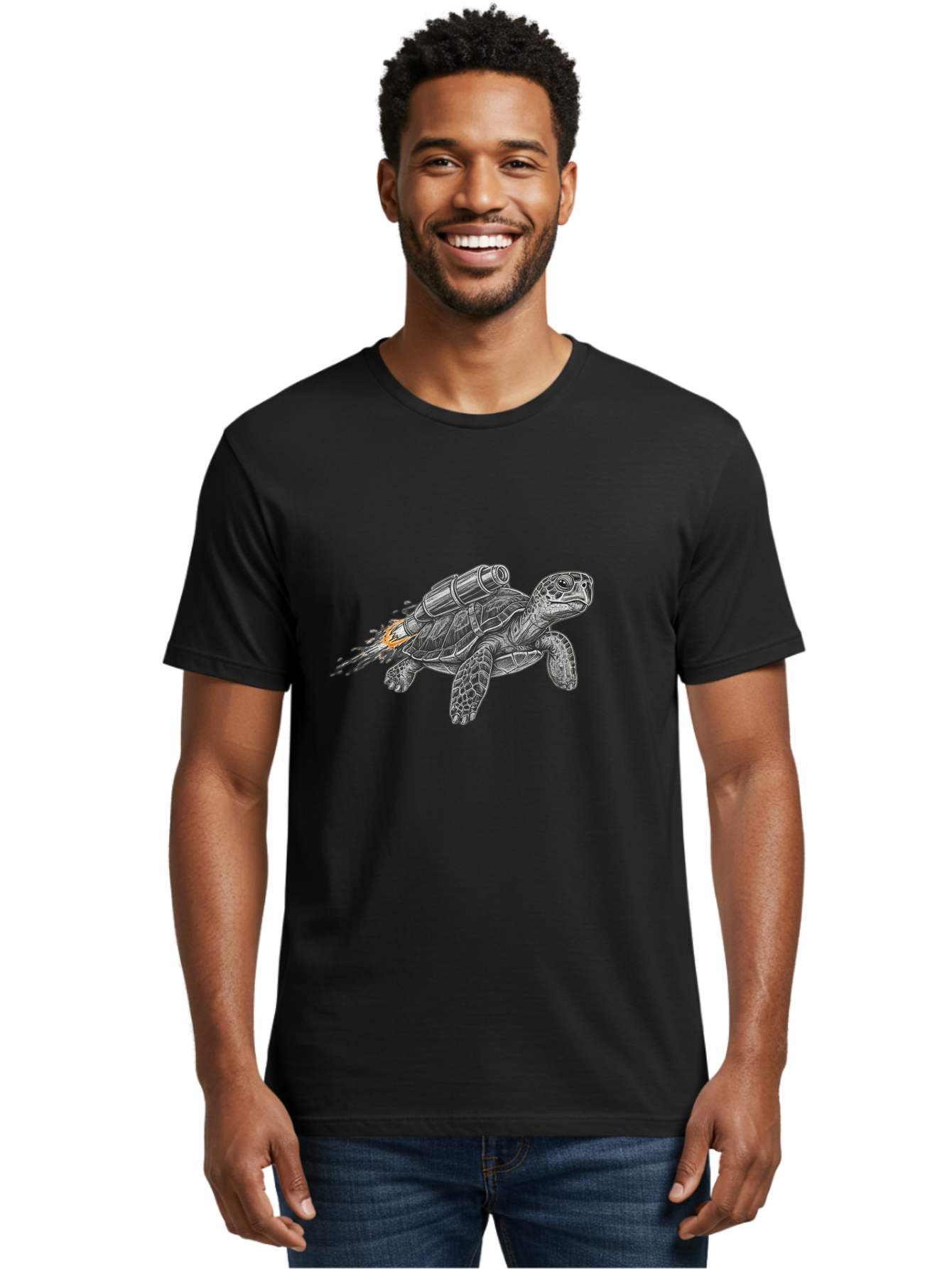 Turtle-With-Rocket-Pack-2 Men'S Graphic Tee, 100% Cotton, Comfortable Casual Summer Wear, Machine Washable, Vintage Camera, Old Camera, Antique Camera, Black Camera, Classic Photography, Photography Equipment, Nostalgic Device, Film Camera, Ban873