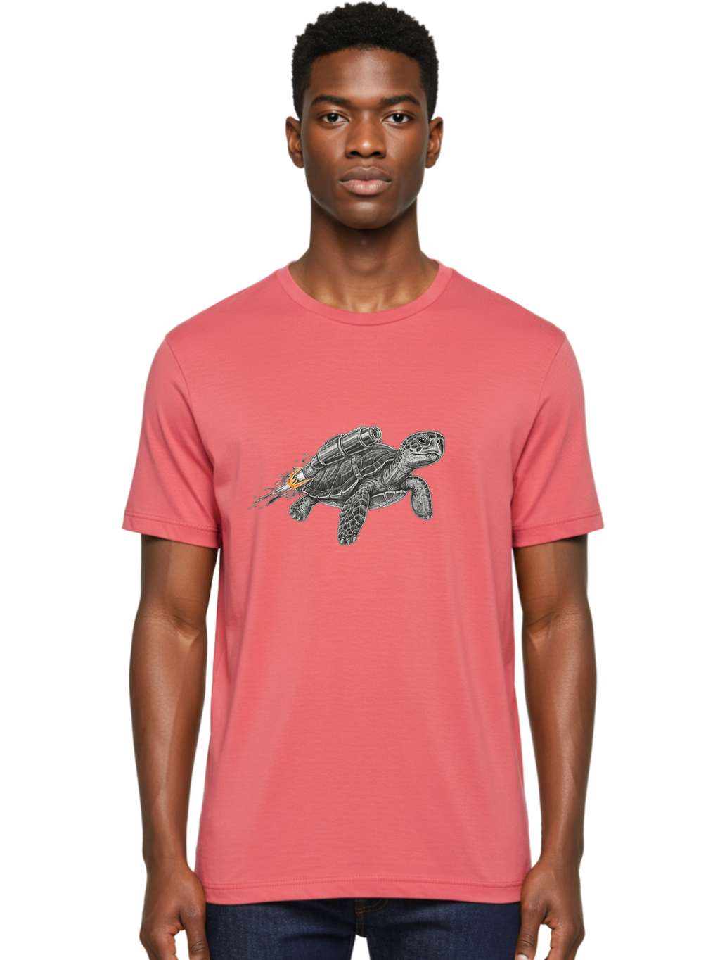 Turtle-With-Rocket-Pack-2 Men'S Graphic Tee, 100% Cotton, Comfortable Casual Summer Wear, Machine Washable, Vintage Camera, Old Camera, Antique Camera, Black Camera, Classic Photography, Photography Equipment, Nostalgic Device, Film Camera, Ban873