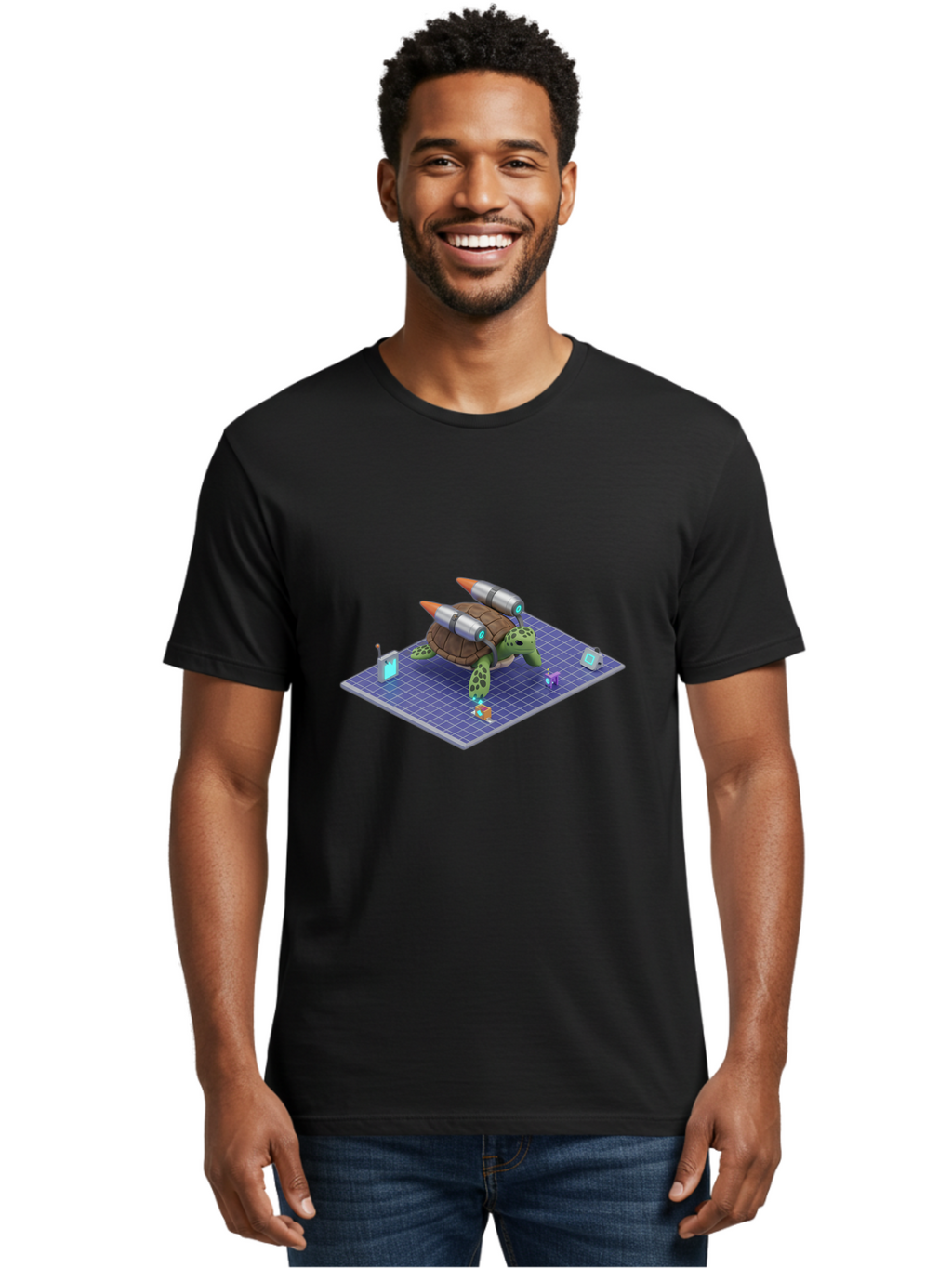 Turtle-With-Rockets Men'S Graphic Tee, 100% Cotton, Comfortable Casual Summer Wear, Machine Washable, Vintage Camera, Old Camera, Antique Camera, Black Camera, Classic Photography, Photography Equipment, Nostalgic Device, Film Camera, Ban876