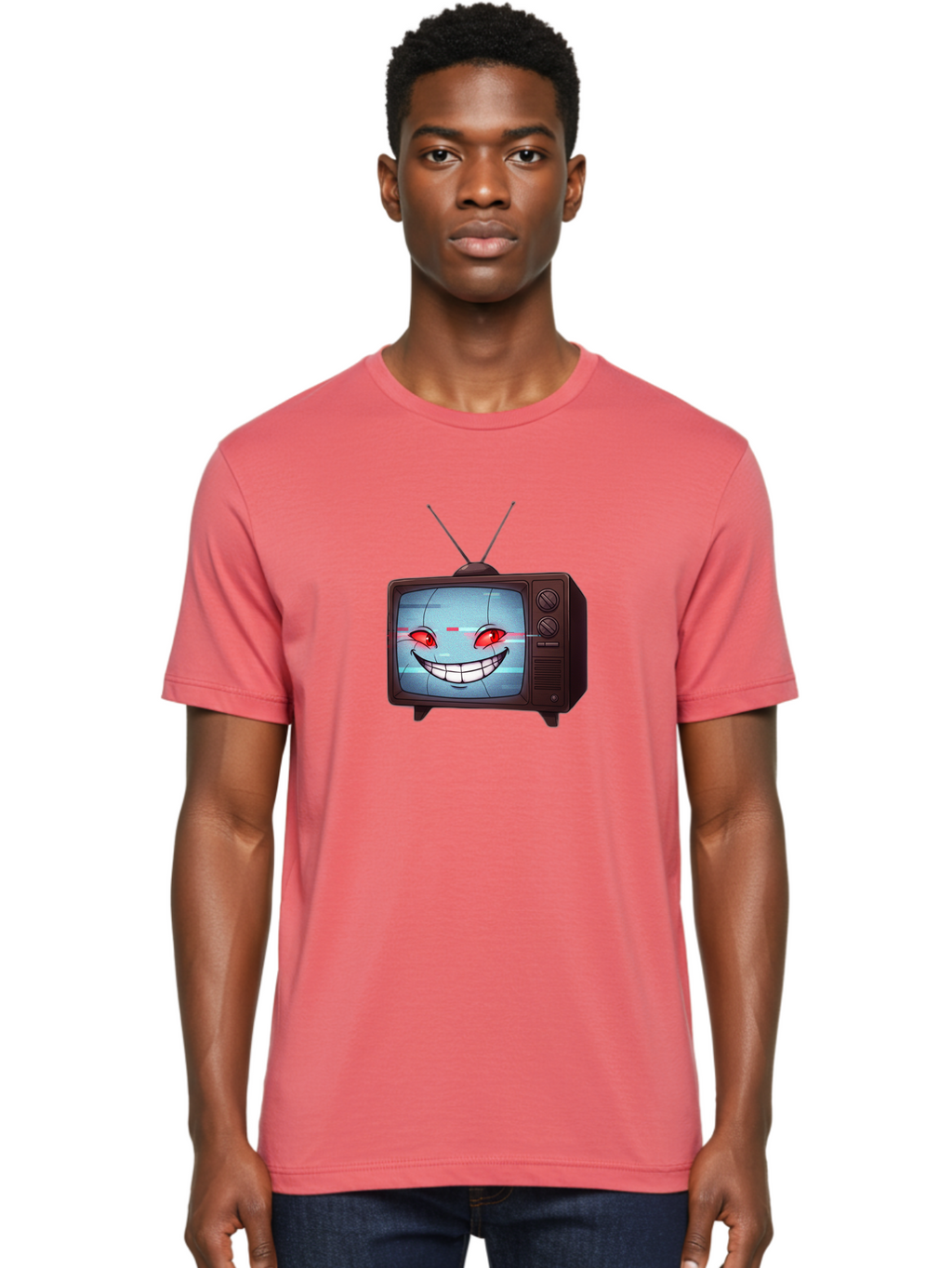 Tv-With-Creepy-Face Men'S Graphic Tee, 100% Cotton, Comfortable Casual Summer Wear, Machine Washable, Vintage Camera, Old Camera, Antique Camera, Black Camera, Classic Photography, Photography Equipment, Nostalgic Device, Film Camera, Ban877