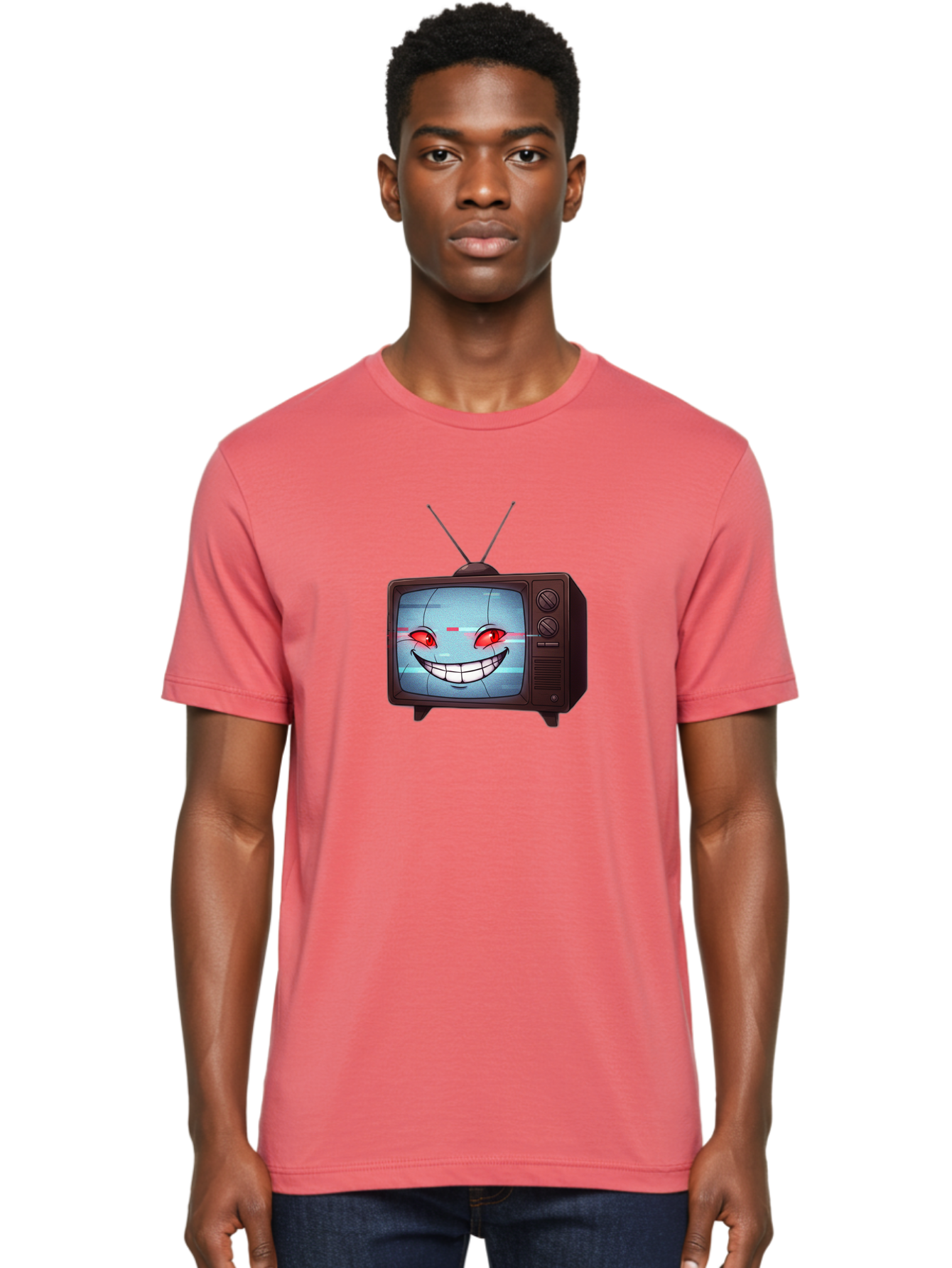 Tv-With-Creepy-Face Men'S Graphic Tee, 100% Cotton, Comfortable Casual Summer Wear, Machine Washable, Vintage Camera, Old Camera, Antique Camera, Black Camera, Classic Photography, Photography Equipment, Nostalgic Device, Film Camera, Ban877