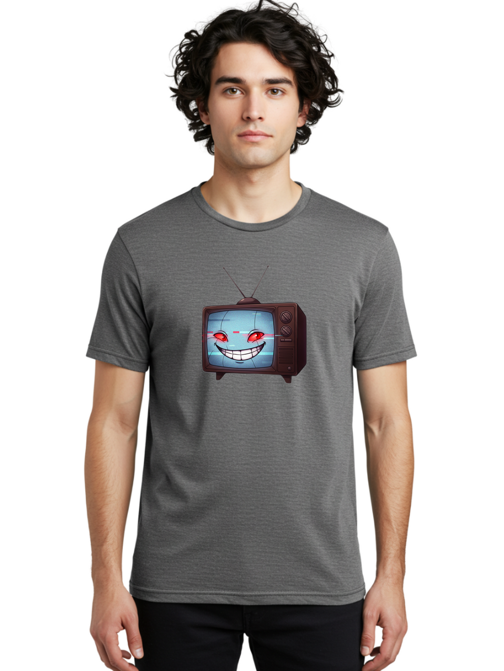 Tv-With-Creepy-Face Men'S Graphic Tee, 100% Cotton, Comfortable Casual Summer Wear, Machine Washable, Vintage Camera, Old Camera, Antique Camera, Black Camera, Classic Photography, Photography Equipment, Nostalgic Device, Film Camera, Ban877