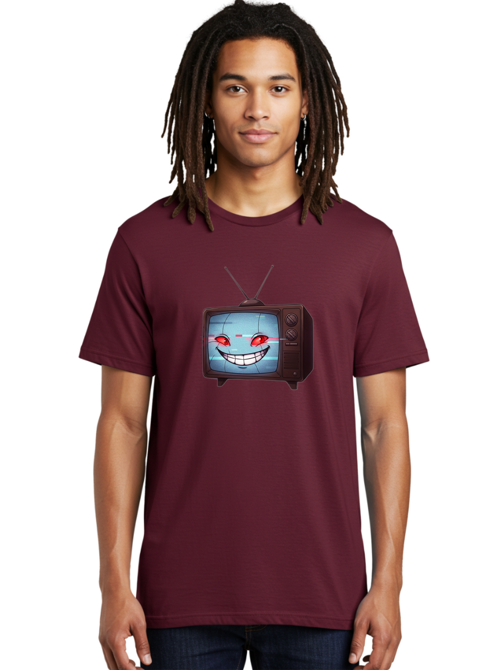 Tv-With-Creepy-Face Men'S Graphic Tee, 100% Cotton, Comfortable Casual Summer Wear, Machine Washable, Vintage Camera, Old Camera, Antique Camera, Black Camera, Classic Photography, Photography Equipment, Nostalgic Device, Film Camera, Ban877