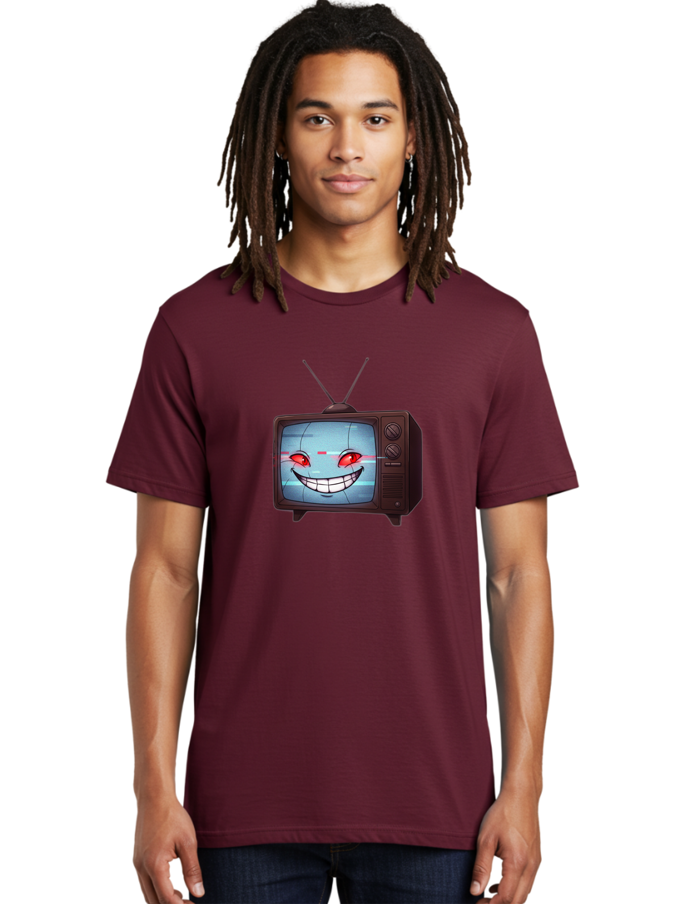 Tv-With-Creepy-Face Men'S Graphic Tee, 100% Cotton, Comfortable Casual Summer Wear, Machine Washable, Vintage Camera, Old Camera, Antique Camera, Black Camera, Classic Photography, Photography Equipment, Nostalgic Device, Film Camera, Ban877
