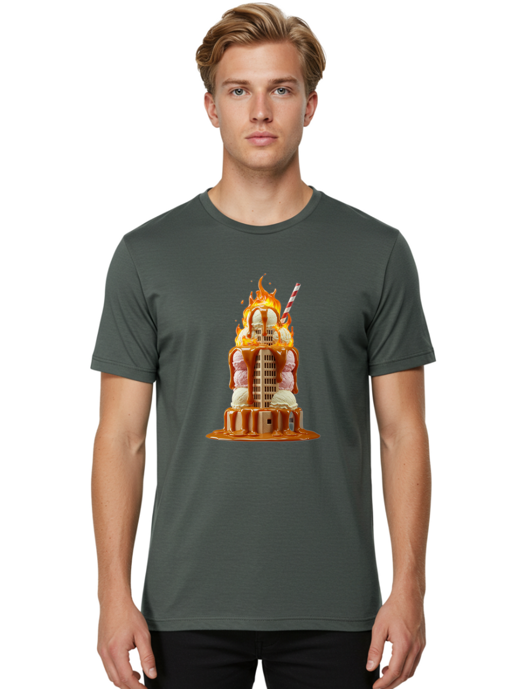 Twin-Towers-Ice-Cream Men'S Graphic Tee, 100% Cotton, Comfortable Casual Summer Wear, Machine Washable, Vintage Camera, Old Camera, Antique Camera, Black Camera, Classic Photography, Photography Equipment, Nostalgic Device, Film Camera, Ban878