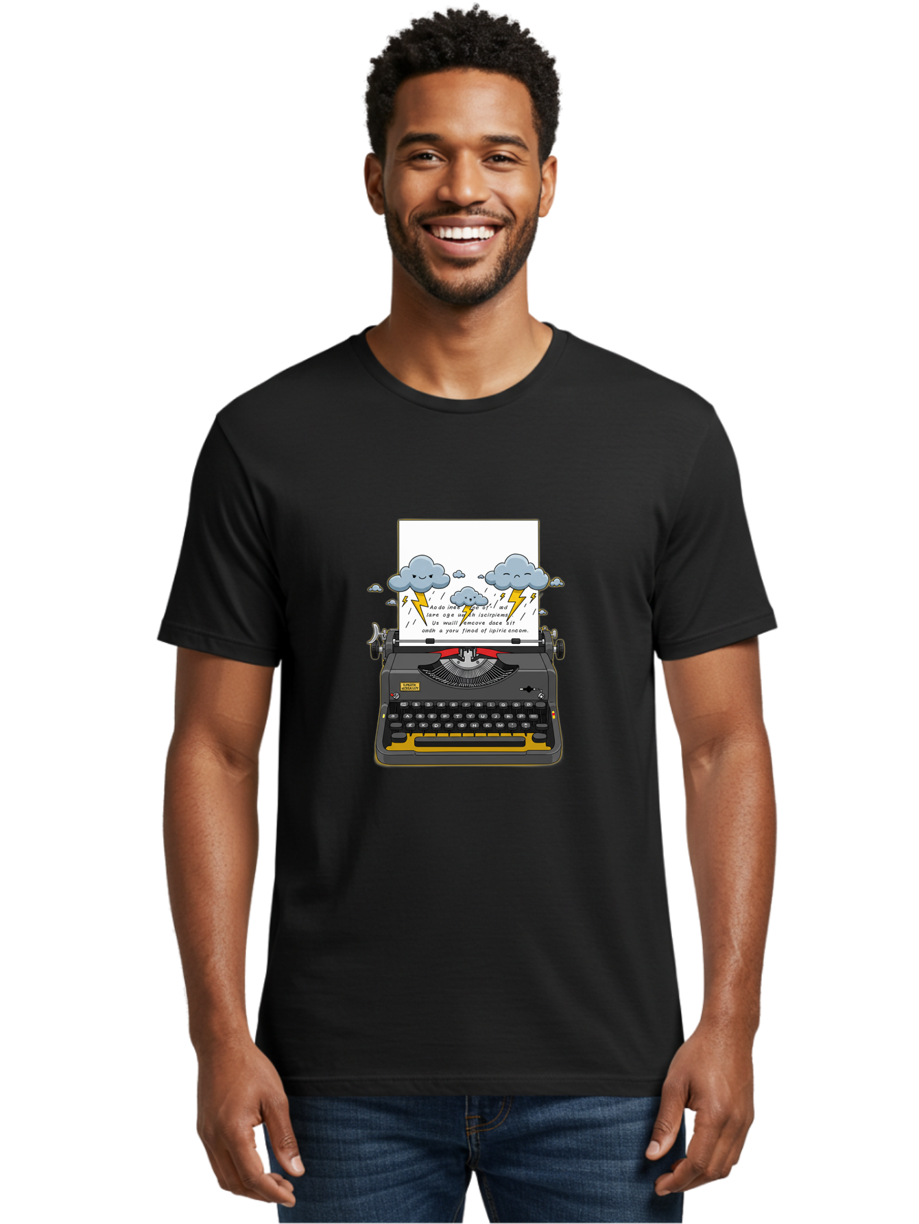 Typewriter-Storm Men'S Graphic Tee, 100% Cotton, Comfortable Casual Summer Wear, Machine Washable, Vintage Camera, Old Camera, Antique Camera, Black Camera, Classic Photography, Photography Equipment, Nostalgic Device, Film Camera, Camera Art Ban880