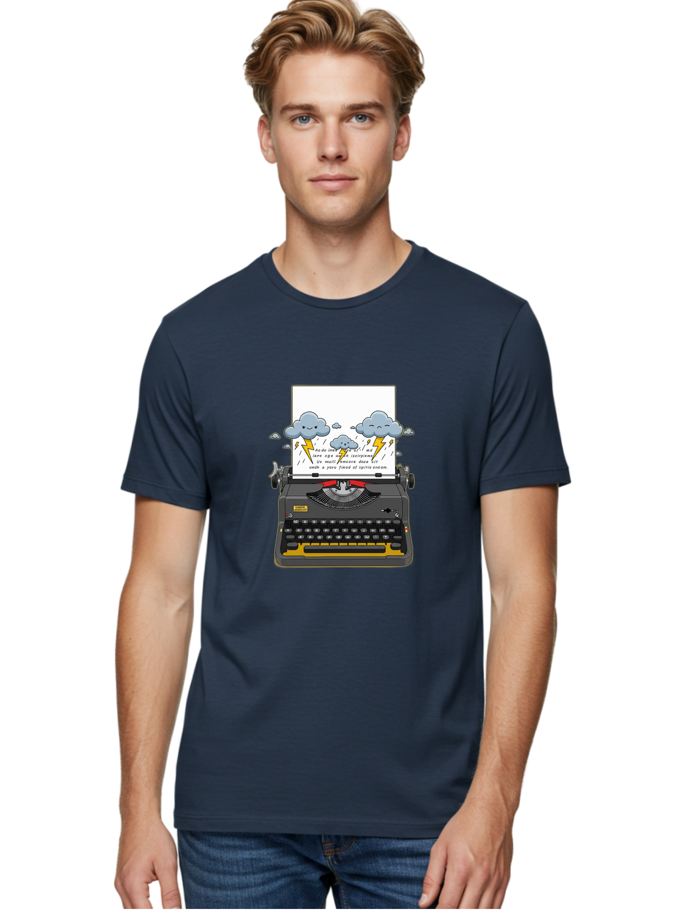 Typewriter-Storm Men'S Graphic Tee, 100% Cotton, Comfortable Casual Summer Wear, Machine Washable, Vintage Camera, Old Camera, Antique Camera, Black Camera, Classic Photography, Photography Equipment, Nostalgic Device, Film Camera, Camera Art Ban880