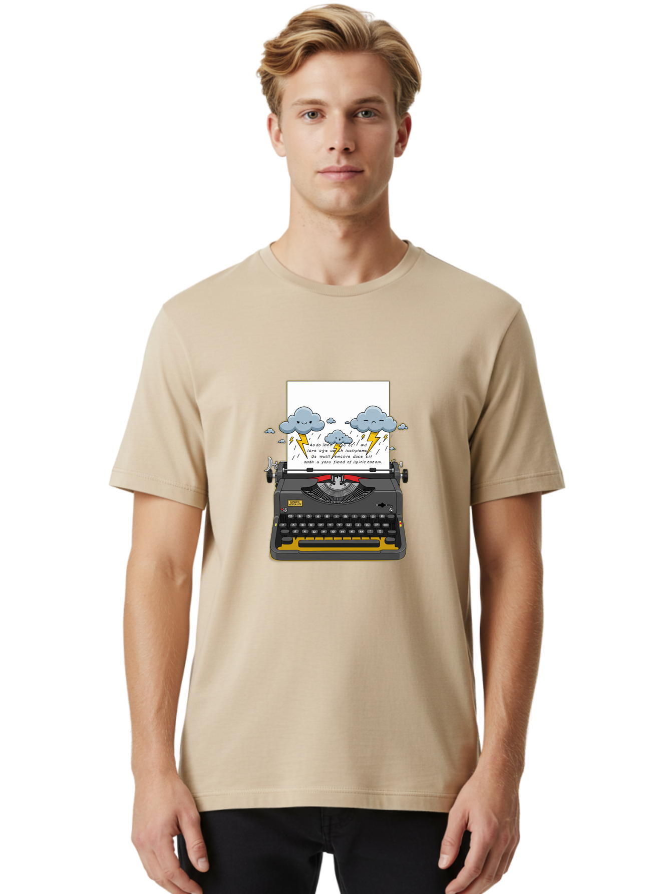 Typewriter-Storm Men'S Graphic Tee, 100% Cotton, Comfortable Casual Summer Wear, Machine Washable, Vintage Camera, Old Camera, Antique Camera, Black Camera, Classic Photography, Photography Equipment, Nostalgic Device, Film Camera, Camera Art Ban880