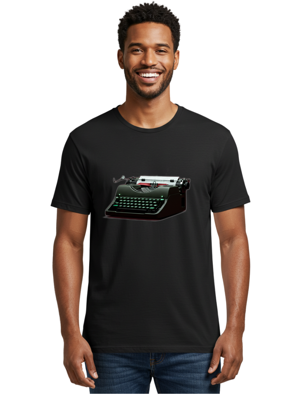 Typewriter Men'S Graphic Tee, 100% Cotton, Comfortable Casual Summer Wear, Machine Washable, Vintage Camera, Old Camera, Antique Camera, Black Camera, Classic Photography, Photography Equipment, Nostalgic Device, Film Camera, Camera Art Ban881