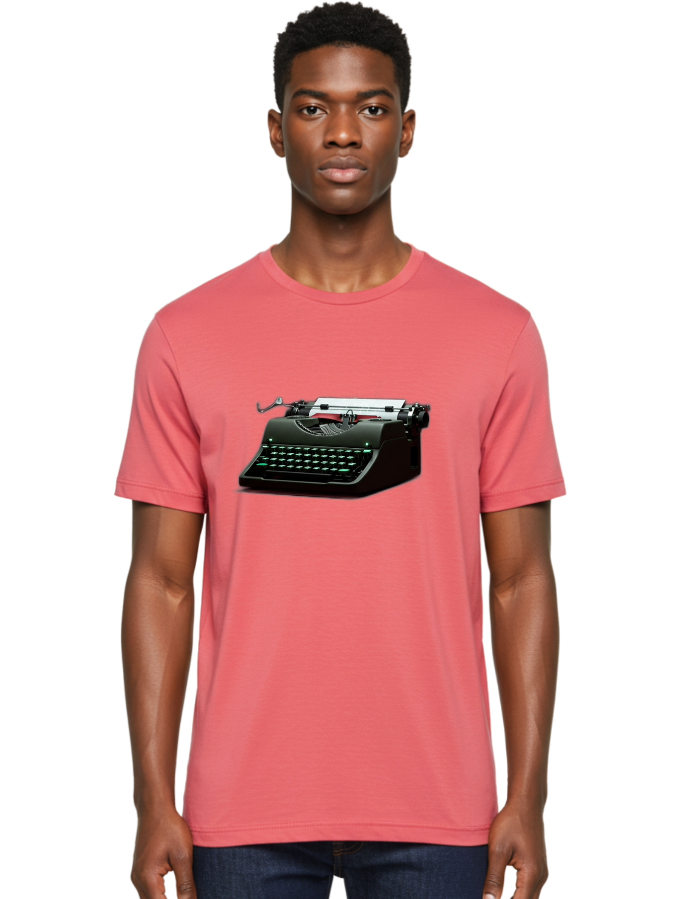Typewriter Men'S Graphic Tee, 100% Cotton, Comfortable Casual Summer Wear, Machine Washable, Vintage Camera, Old Camera, Antique Camera, Black Camera, Classic Photography, Photography Equipment, Nostalgic Device, Film Camera, Camera Art Ban881
