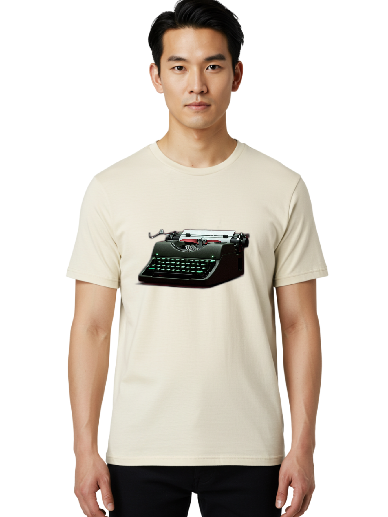Typewriter Men'S Graphic Tee, 100% Cotton, Comfortable Casual Summer Wear, Machine Washable, Vintage Camera, Old Camera, Antique Camera, Black Camera, Classic Photography, Photography Equipment, Nostalgic Device, Film Camera, Camera Art Ban881