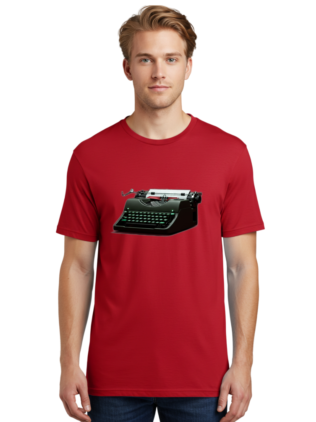 Typewriter Men'S Graphic Tee, 100% Cotton, Comfortable Casual Summer Wear, Machine Washable, Vintage Camera, Old Camera, Antique Camera, Black Camera, Classic Photography, Photography Equipment, Nostalgic Device, Film Camera, Camera Art Ban881