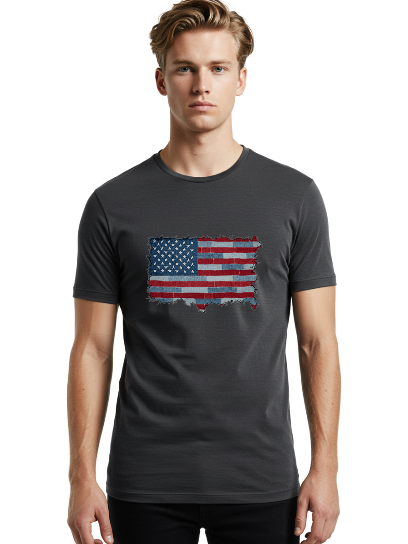 Usa-Flag Men'S Graphic Tee, 100% Cotton, Comfortable Casual Summer Wear, Machine Washable, Vintage Camera, Old Camera, Antique Camera, Black Camera, Classic Photography, Photography Equipment, Nostalgic Device, Film Camera, Camera Art Ban891