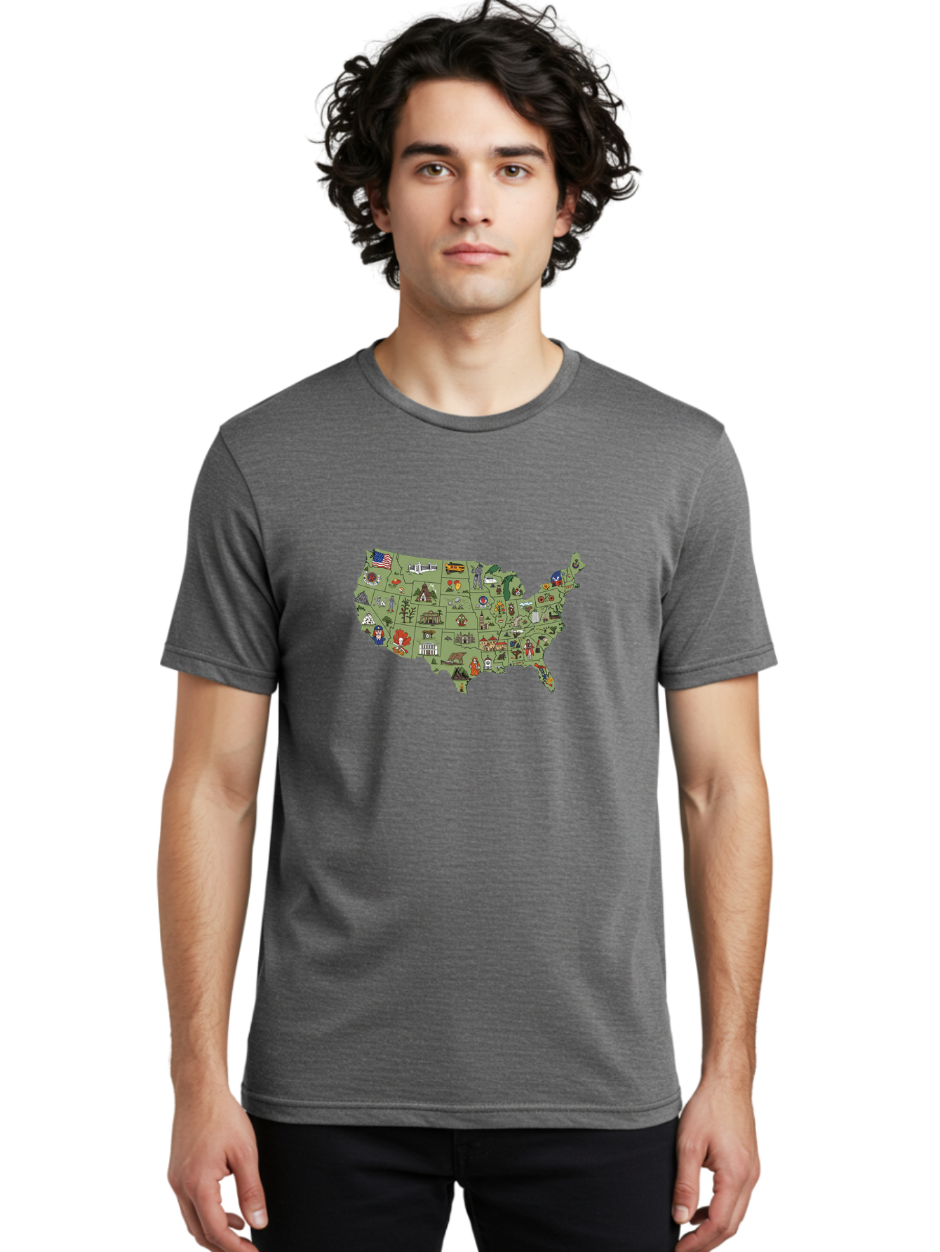 Usa-Map-Icons Men'S Graphic Tee, 100% Cotton, Comfortable Casual Summer Wear, Machine Washable, Vintage Camera, Old Camera, Antique Camera, Black Camera, Classic Photography, Photography Equipment, Nostalgic Device, Film Camera, Camera Art Ban892