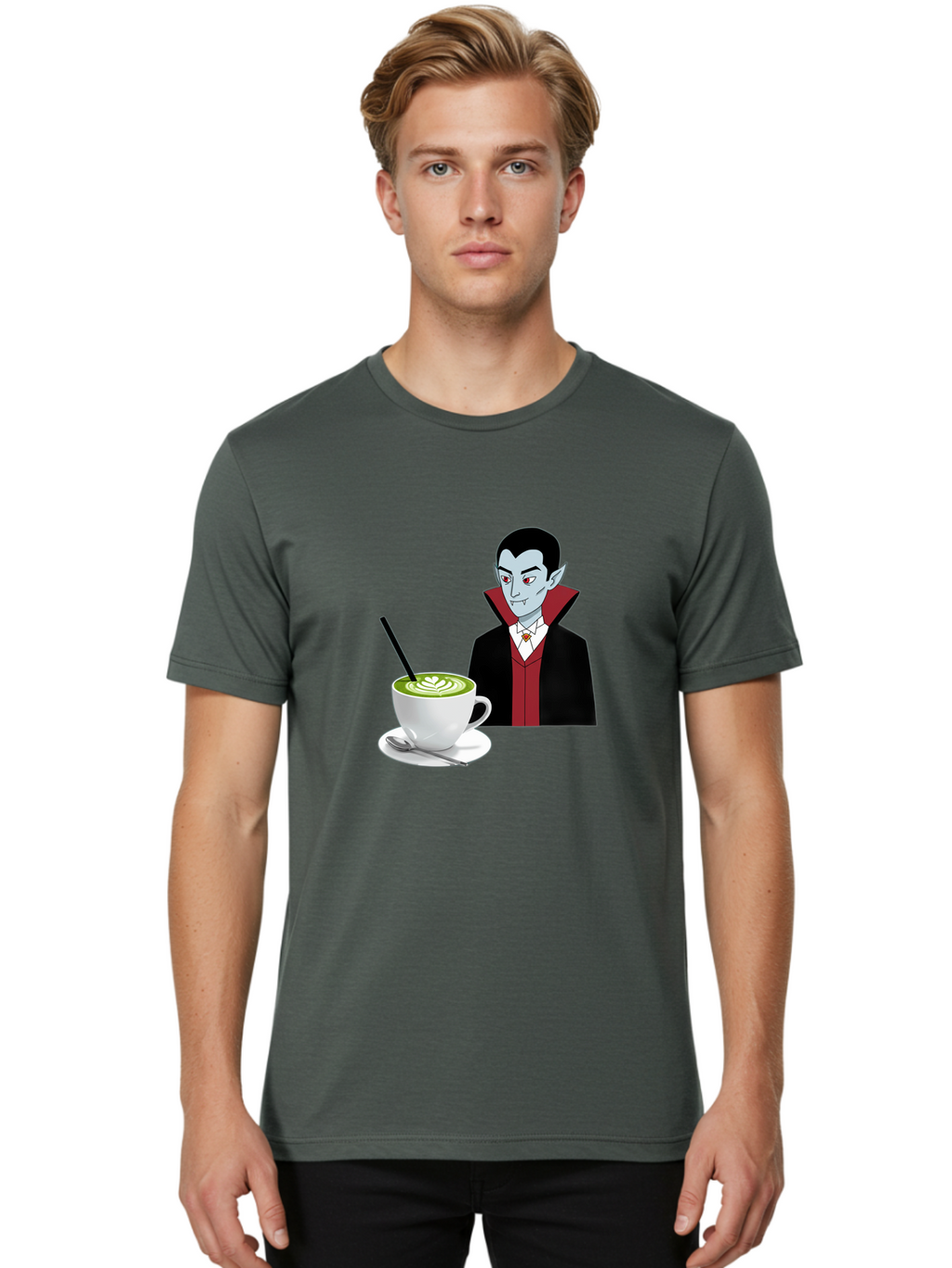 Vampire-Drinking-Coffee Men'S Graphic Tee, 100% Cotton, Comfortable Casual Summer Wear, Machine Washable, Vintage Camera, Old Camera, Antique Camera, Black Camera, Classic Photography, Photography Equipment, Nostalgic Device, Film Camera, Ban894
