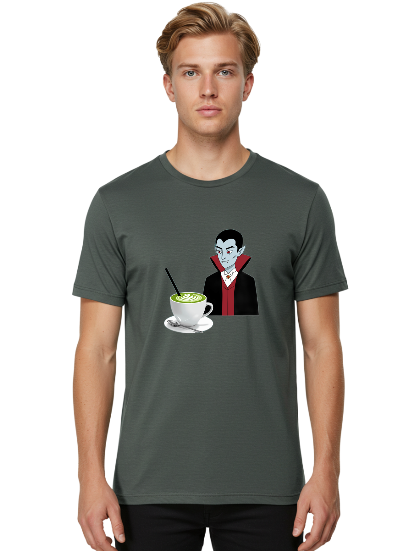 Vampire-Drinking-Coffee Men'S Graphic Tee, 100% Cotton, Comfortable Casual Summer Wear, Machine Washable, Vintage Camera, Old Camera, Antique Camera, Black Camera, Classic Photography, Photography Equipment, Nostalgic Device, Film Camera, Ban894