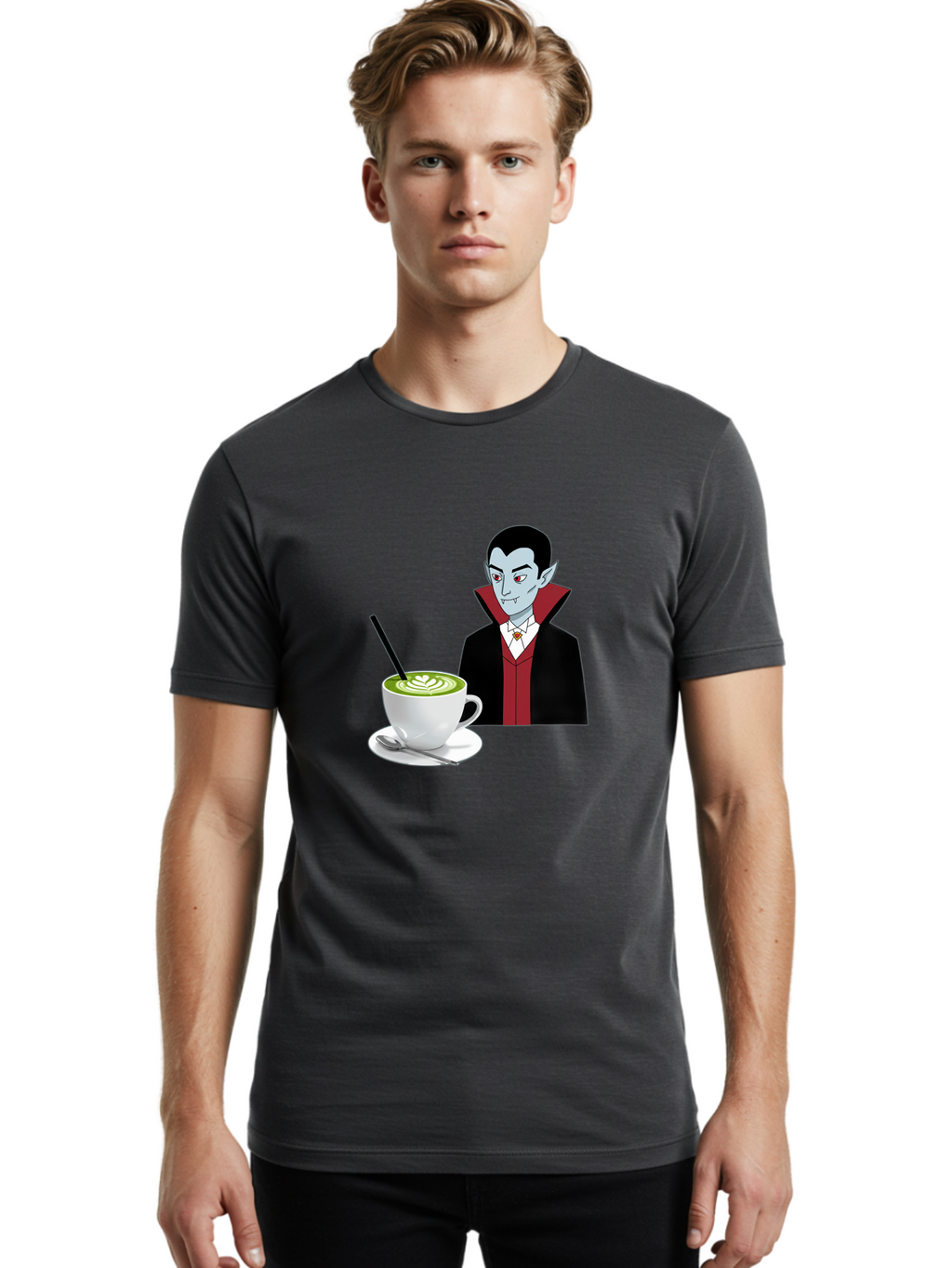 Vampire-Drinking-Coffee Men'S Graphic Tee, 100% Cotton, Comfortable Casual Summer Wear, Machine Washable, Vintage Camera, Old Camera, Antique Camera, Black Camera, Classic Photography, Photography Equipment, Nostalgic Device, Film Camera, Ban894