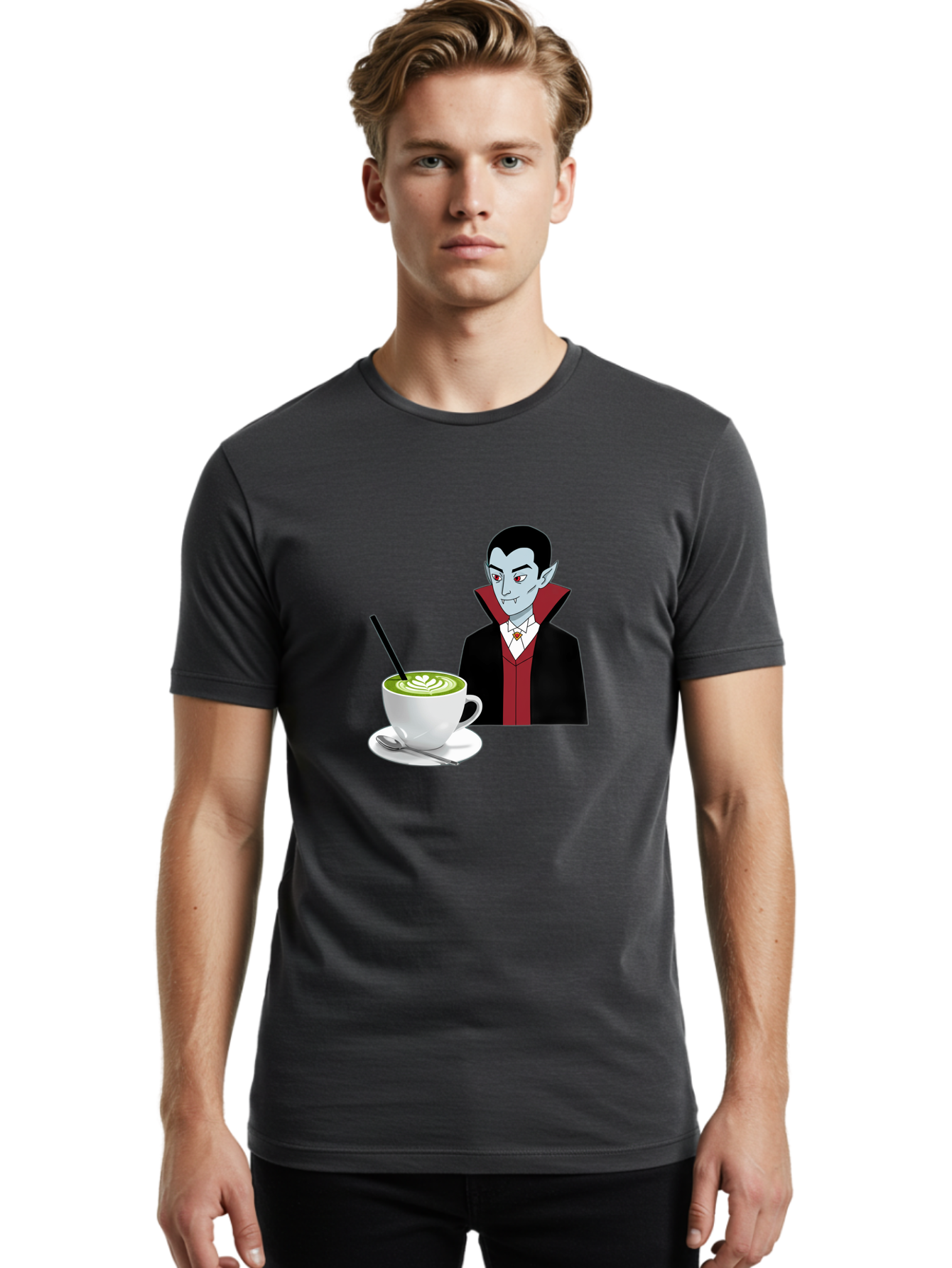 Vampire-Drinking-Coffee Men'S Graphic Tee, 100% Cotton, Comfortable Casual Summer Wear, Machine Washable, Vintage Camera, Old Camera, Antique Camera, Black Camera, Classic Photography, Photography Equipment, Nostalgic Device, Film Camera, Ban894