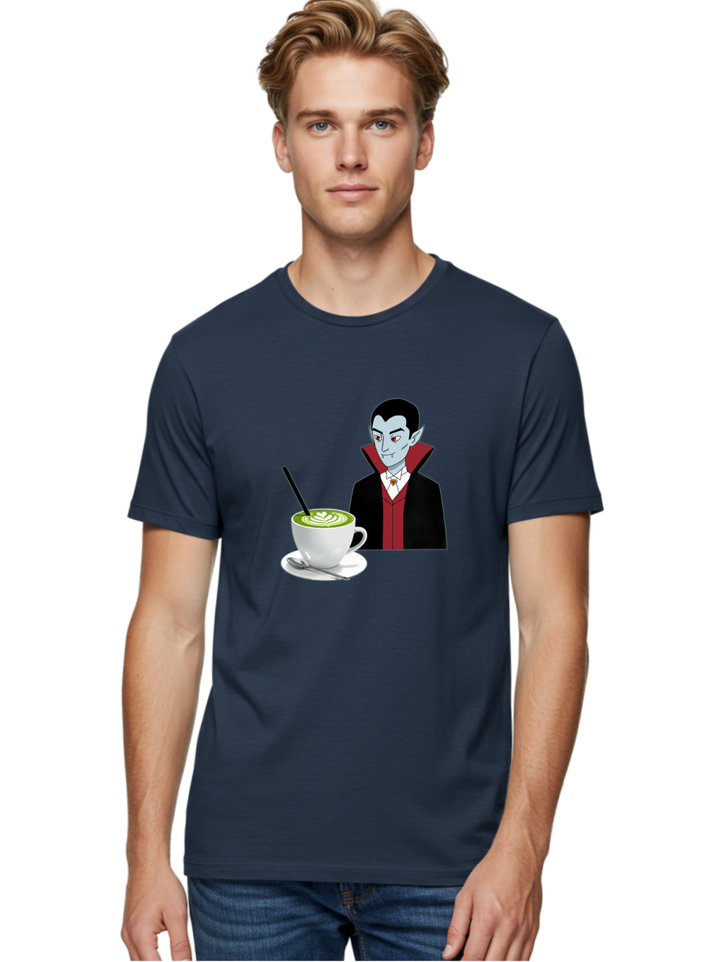 Vampire-Drinking-Coffee Men'S Graphic Tee, 100% Cotton, Comfortable Casual Summer Wear, Machine Washable, Vintage Camera, Old Camera, Antique Camera, Black Camera, Classic Photography, Photography Equipment, Nostalgic Device, Film Camera, Ban894