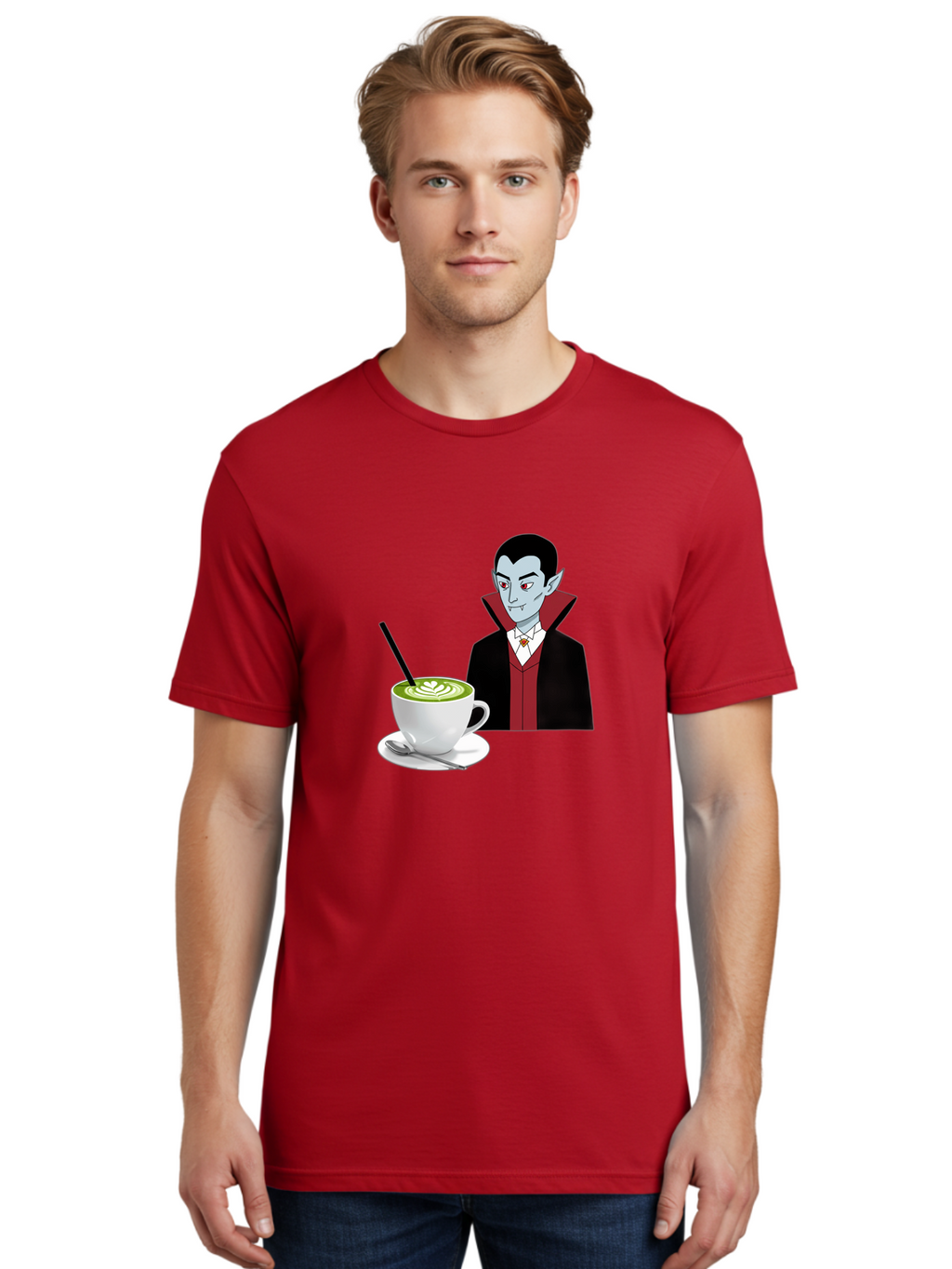 Vampire-Drinking-Coffee Men'S Graphic Tee, 100% Cotton, Comfortable Casual Summer Wear, Machine Washable, Vintage Camera, Old Camera, Antique Camera, Black Camera, Classic Photography, Photography Equipment, Nostalgic Device, Film Camera, Ban894