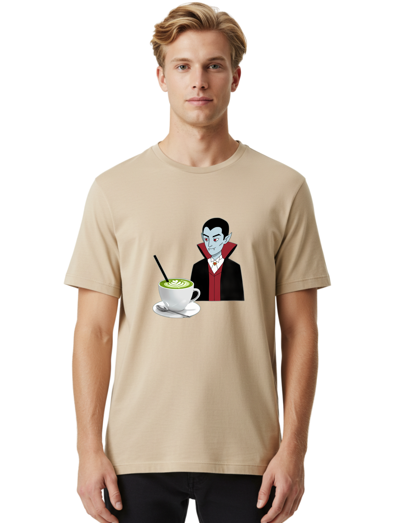 Vampire-Drinking-Coffee Men'S Graphic Tee, 100% Cotton, Comfortable Casual Summer Wear, Machine Washable, Vintage Camera, Old Camera, Antique Camera, Black Camera, Classic Photography, Photography Equipment, Nostalgic Device, Film Camera, Ban894