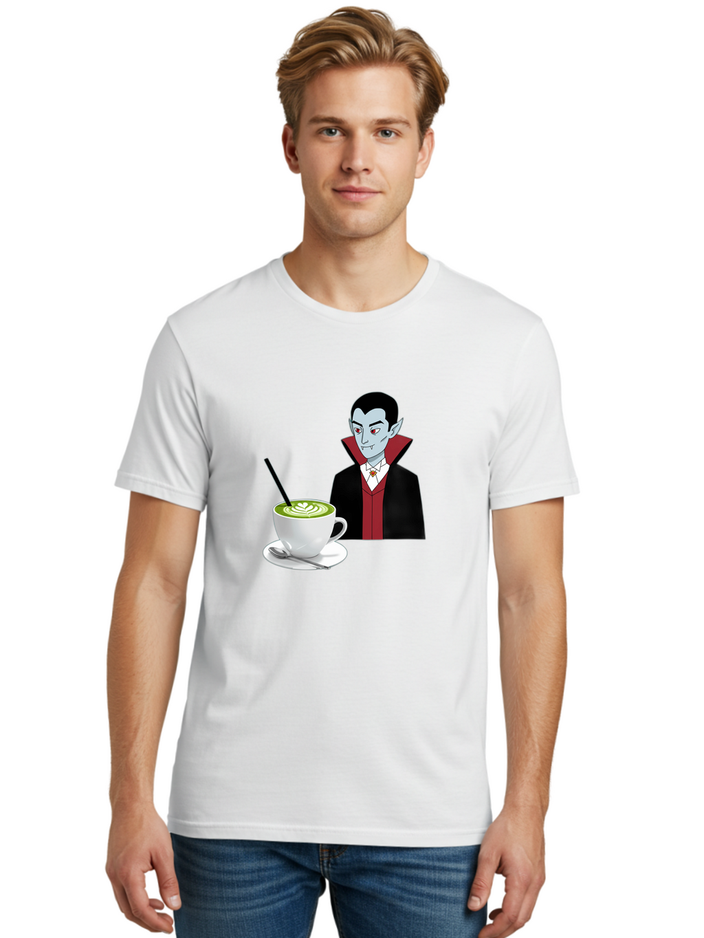Vampire-Drinking-Coffee Men'S Graphic Tee, 100% Cotton, Comfortable Casual Summer Wear, Machine Washable, Vintage Camera, Old Camera, Antique Camera, Black Camera, Classic Photography, Photography Equipment, Nostalgic Device, Film Camera, Ban894