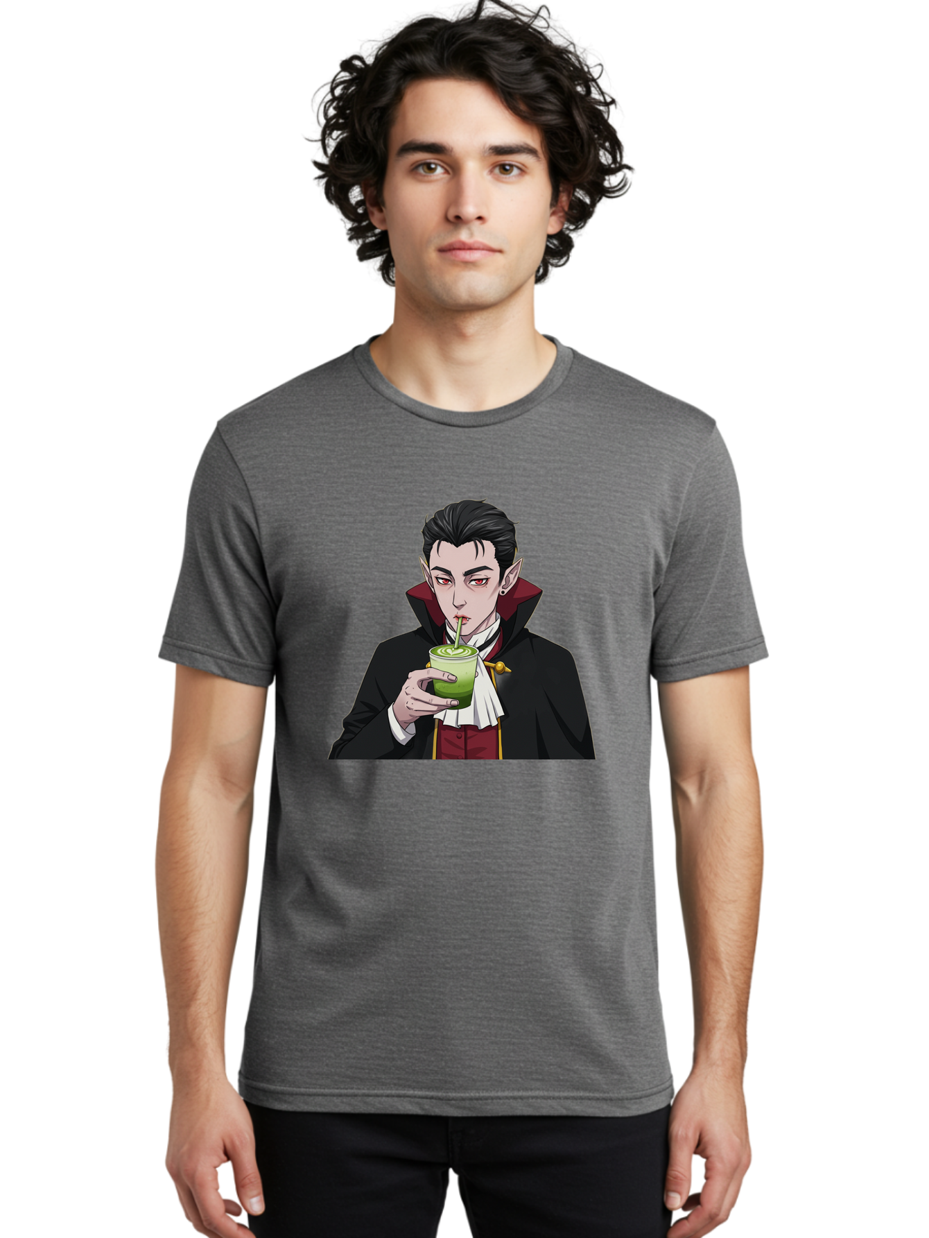 Vampire-Drinking-Matcha-1 Men'S Graphic Tee, 100% Cotton, Comfortable Casual Summer Wear, Machine Washable, Vintage Camera, Old Camera, Antique Camera, Black Camera, Classic Photography, Photography Equipment, Nostalgic Device, Film Camera, Ban895
