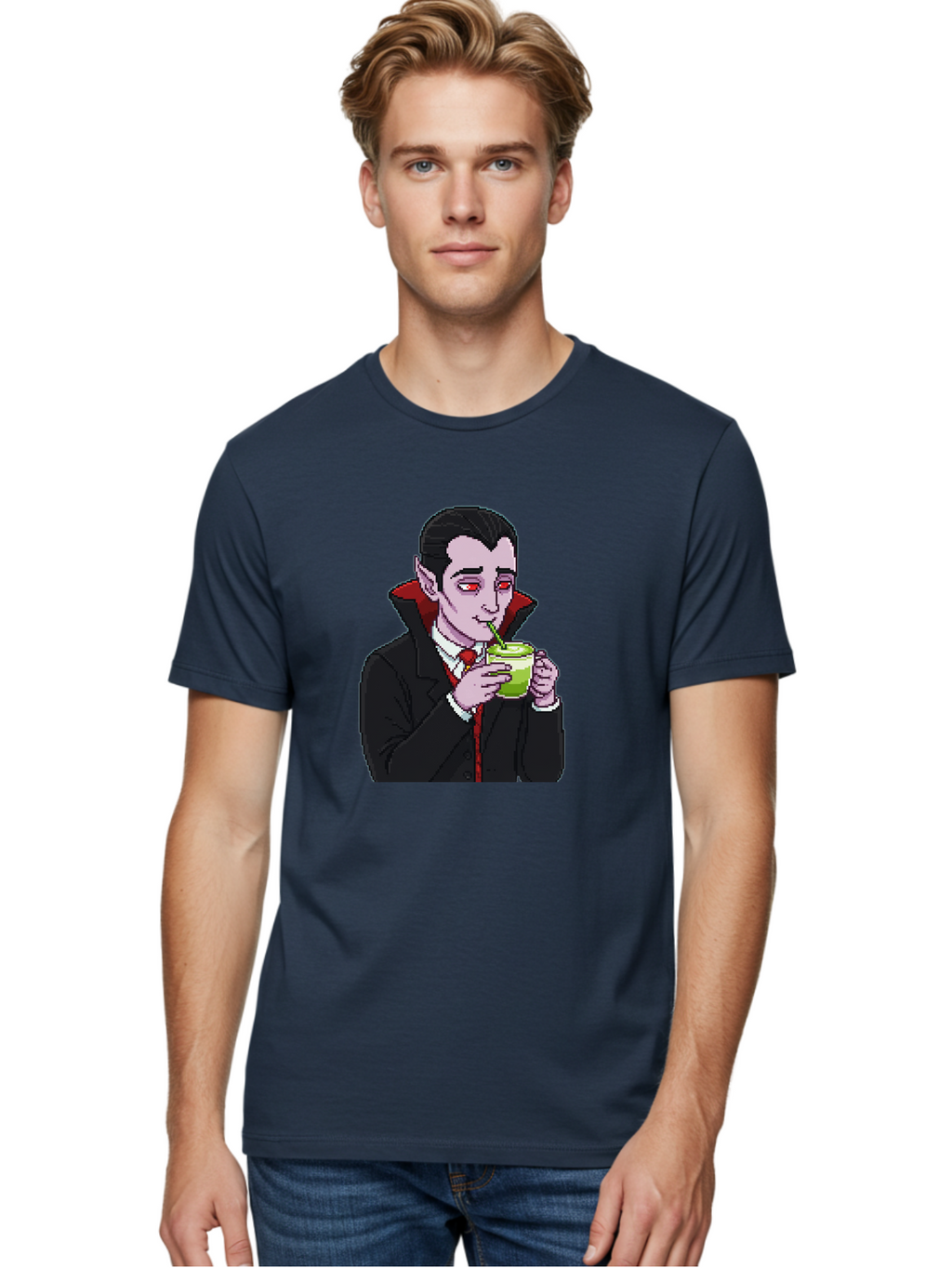 Vampire-Drinking-Matcha-2 Men'S Graphic Tee, 100% Cotton, Comfortable Casual Summer Wear, Machine Washable, Vintage Camera, Old Camera, Antique Camera, Black Camera, Classic Photography, Photography Equipment, Nostalgic Device, Film Camera, Ban896