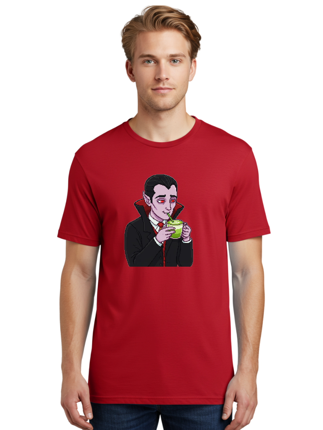 Vampire-Drinking-Matcha-2 Men'S Graphic Tee, 100% Cotton, Comfortable Casual Summer Wear, Machine Washable, Vintage Camera, Old Camera, Antique Camera, Black Camera, Classic Photography, Photography Equipment, Nostalgic Device, Film Camera, Ban896