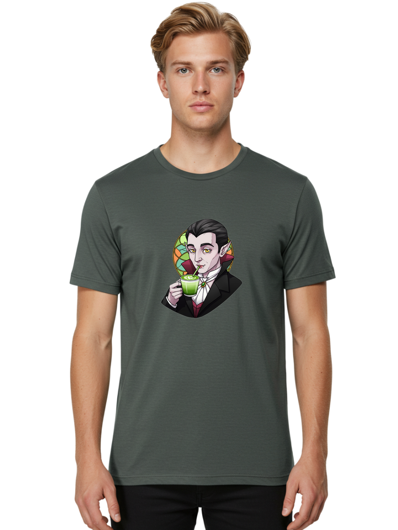 Vampire-Drinking-Matcha-3 Men'S Graphic Tee, 100% Cotton, Comfortable Casual Summer Wear, Machine Washable, Vintage Camera, Old Camera, Antique Camera, Black Camera, Classic Photography, Photography Equipment, Nostalgic Device, Film Camera, Ban897